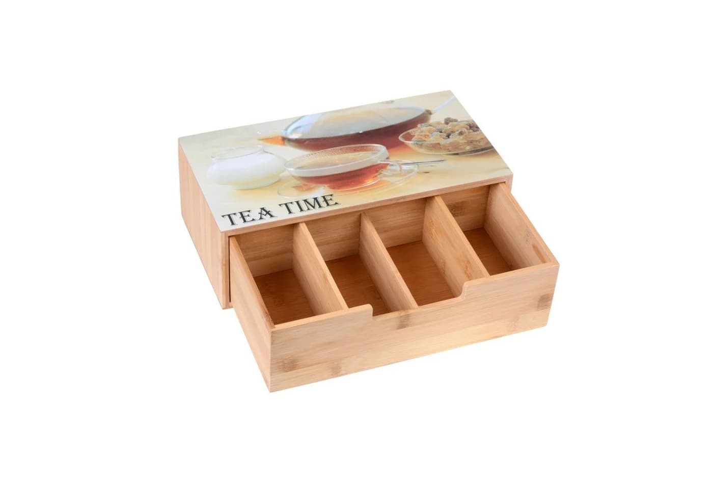 GRÄWE Teebox mit Schublade, Bambus, 4 Fächer