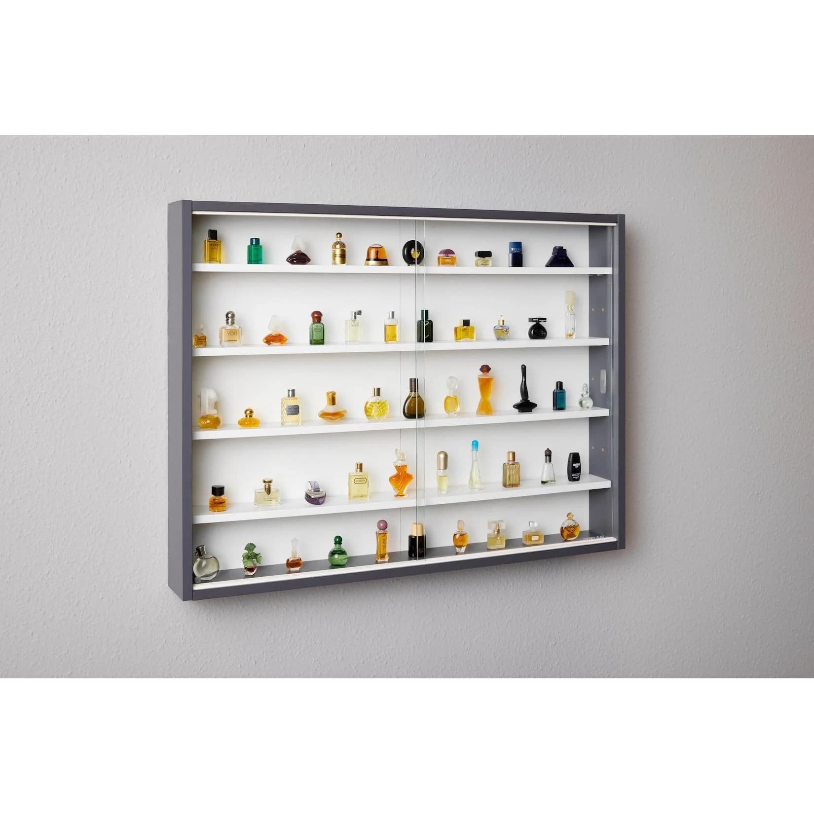 Inter Link Sammlervitrine Collecty Grau/Weiss Glaswandvitrine