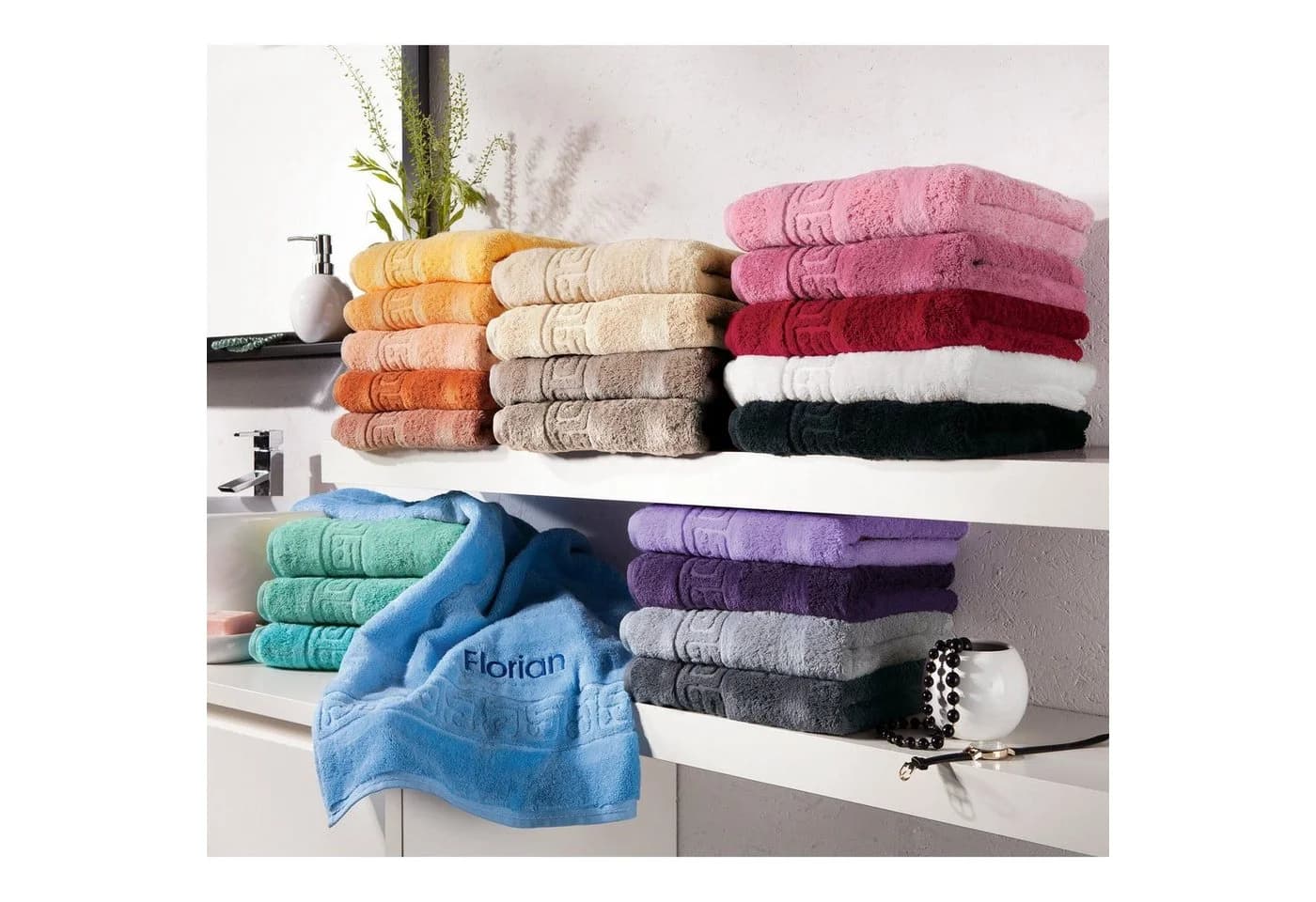 Cawö Handtuch 1001 Noblesse Lachs Walk-Frottier Hoch-Tief-Struktur