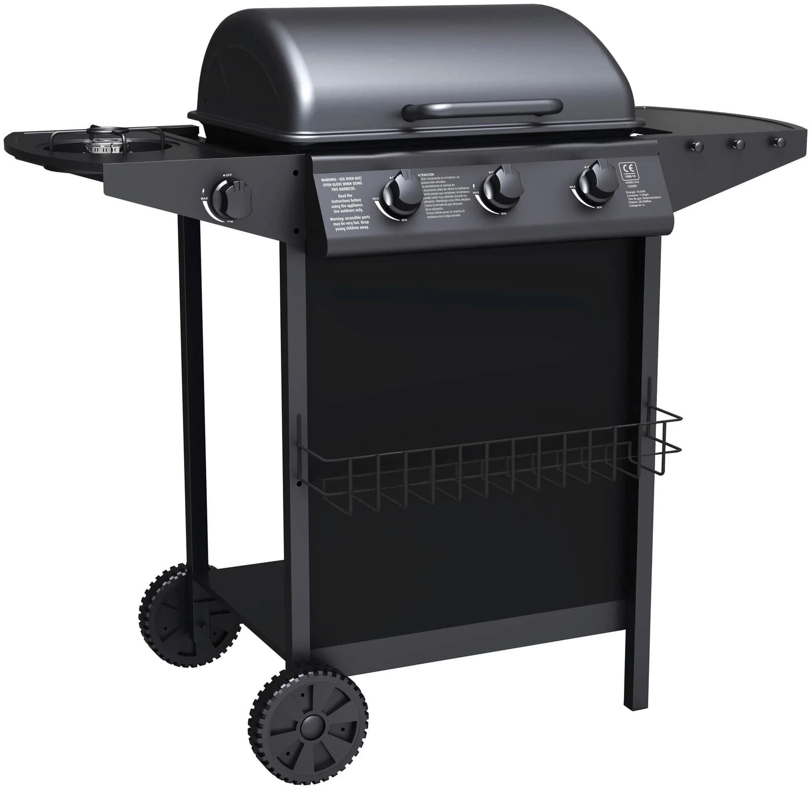 Tepro Gasgrill Hampton Schwarz mit 4 Edelstahl-Brennern und Piezozündung