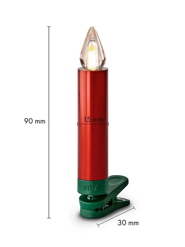 LUMIX LED-Christbaumkerzen SuperLight Flame Mini Metallic Rot Basis