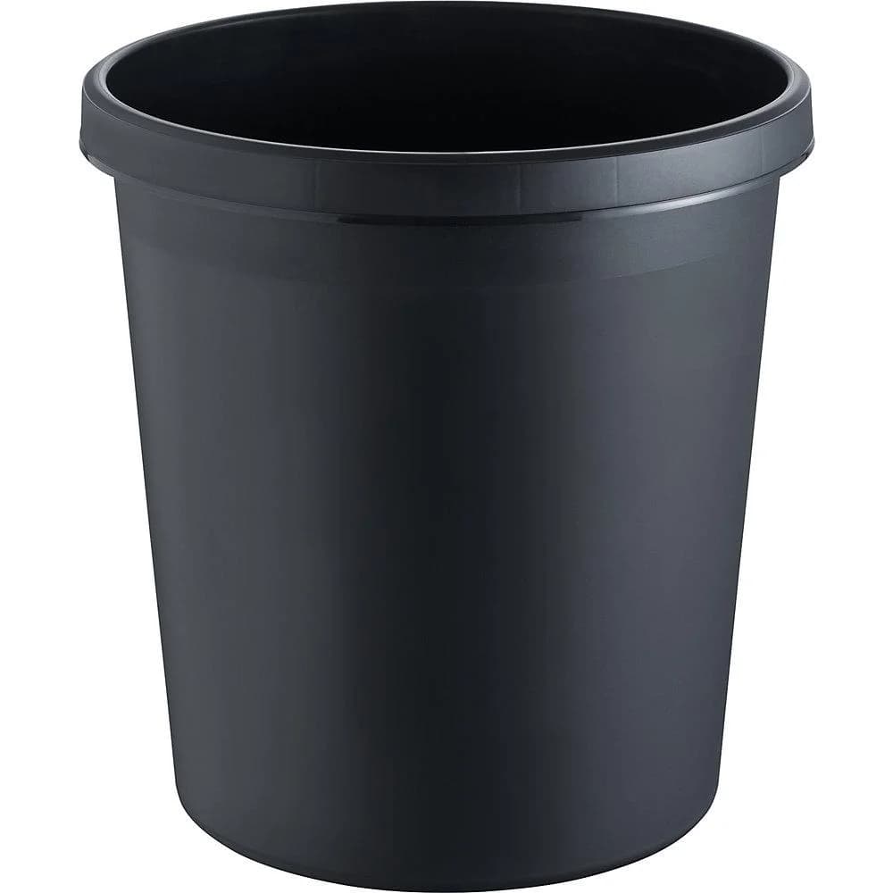 Helit Papierkorb 30l Schwarz mit Griffrand