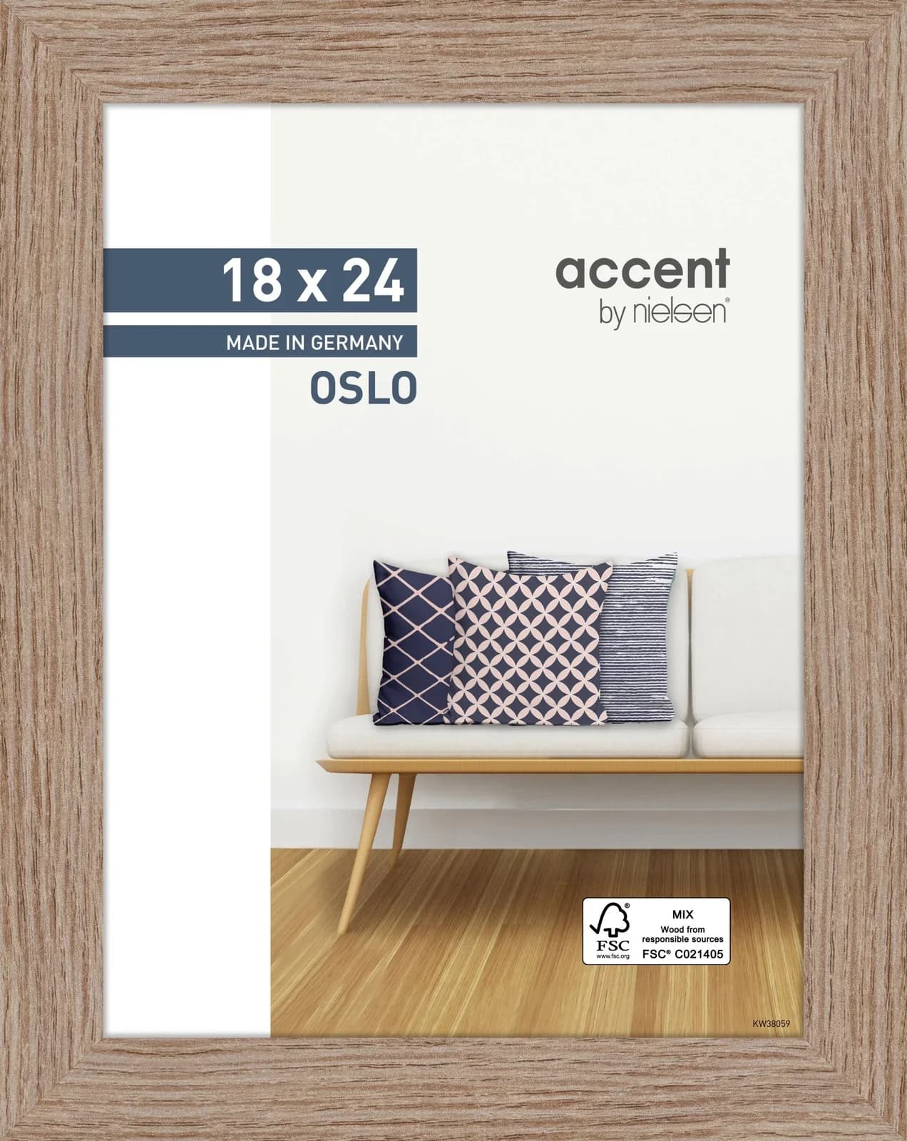 Bilderrahmen OSLO Oslo Eiche Holz 18x24 cm Wand- und Stehrahmen