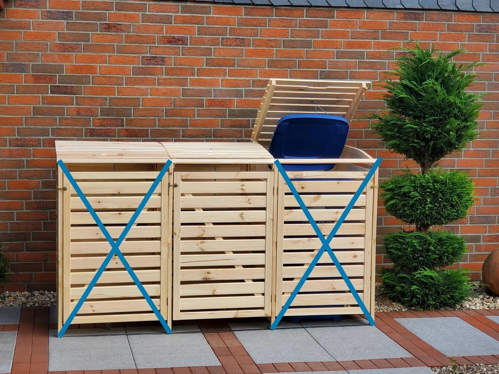 Promadino Mülltonnenbox Massivholz Beige Erweiterungsset Vario III
