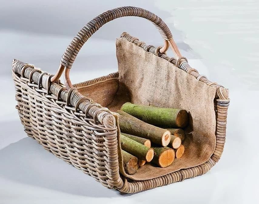 Locker Kaminholzkorb Grau Rattan Aufbewahrungsbox