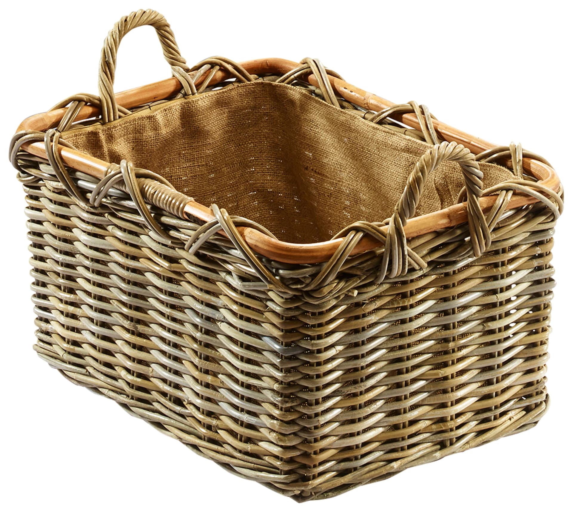 Kaminholzkorb LOCKER grau Rattan Aufbewahrungsbox