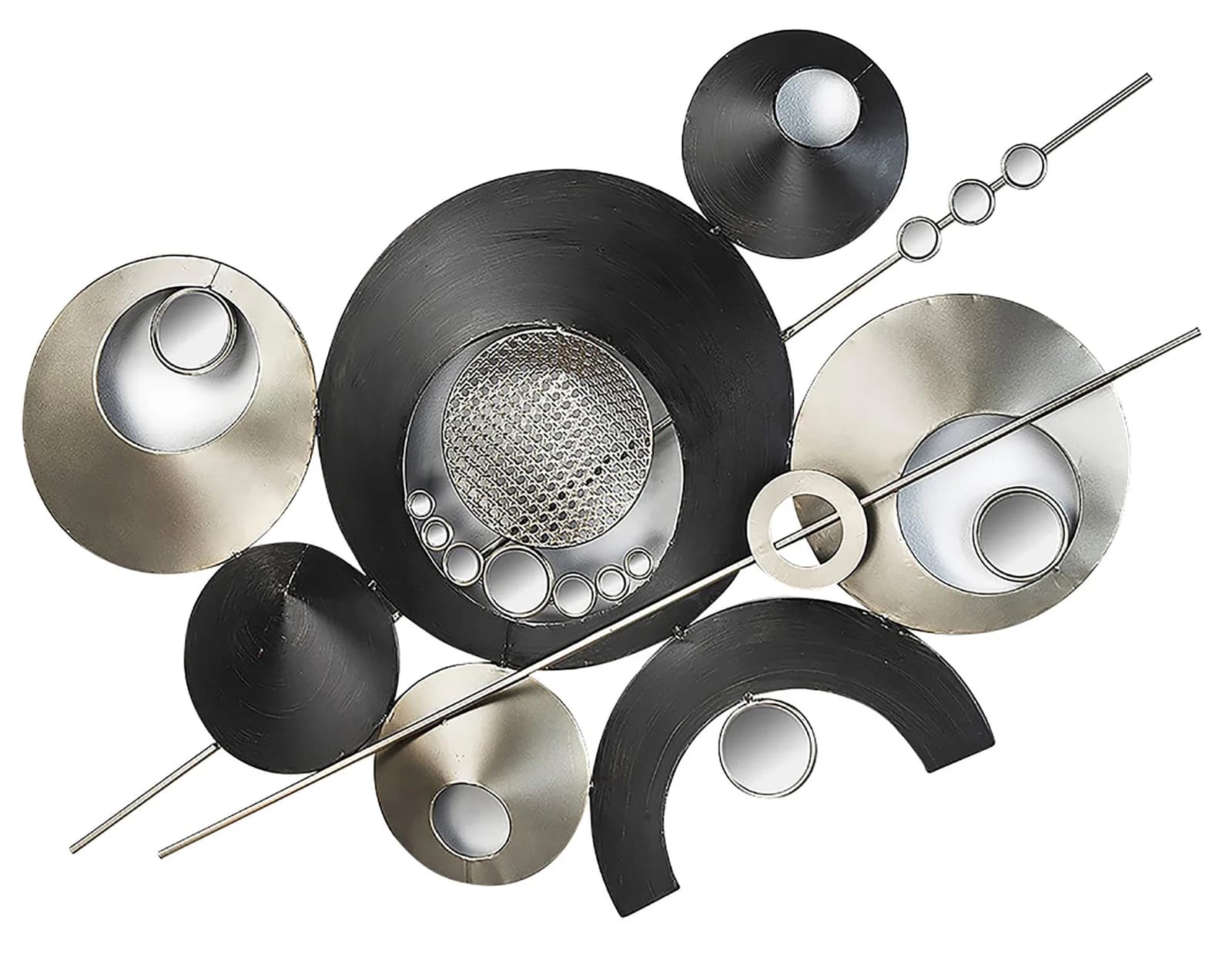 Wanddekoobjekt LOCKER Wandbild Kreise Spiegel Schwarz Metall