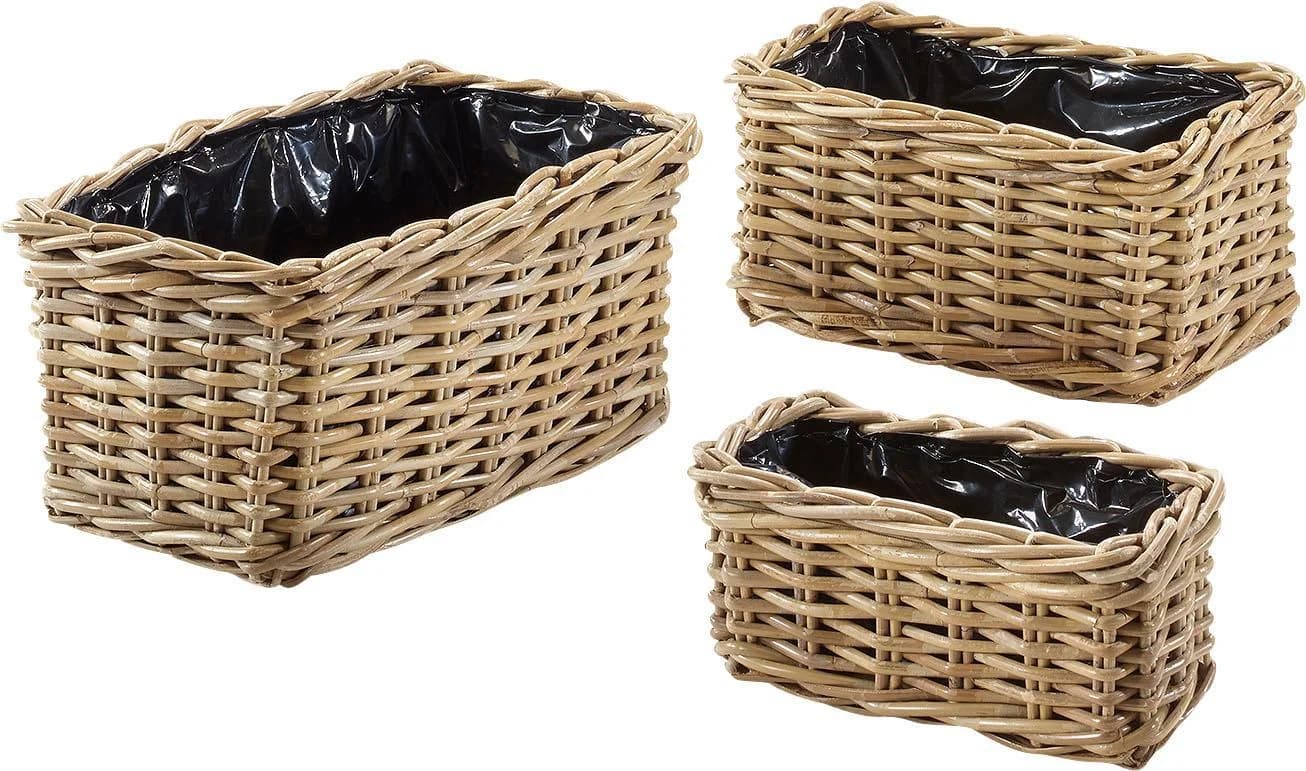 LOCKER Übertopf Grau Rattan Pflanzgefäß