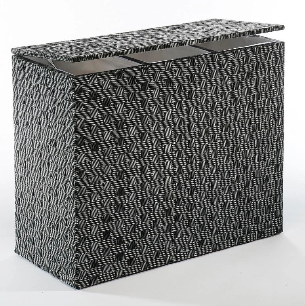 LOCKER Wäschesortierer Nylon Schwarz 3 Fächer Wäschesammler