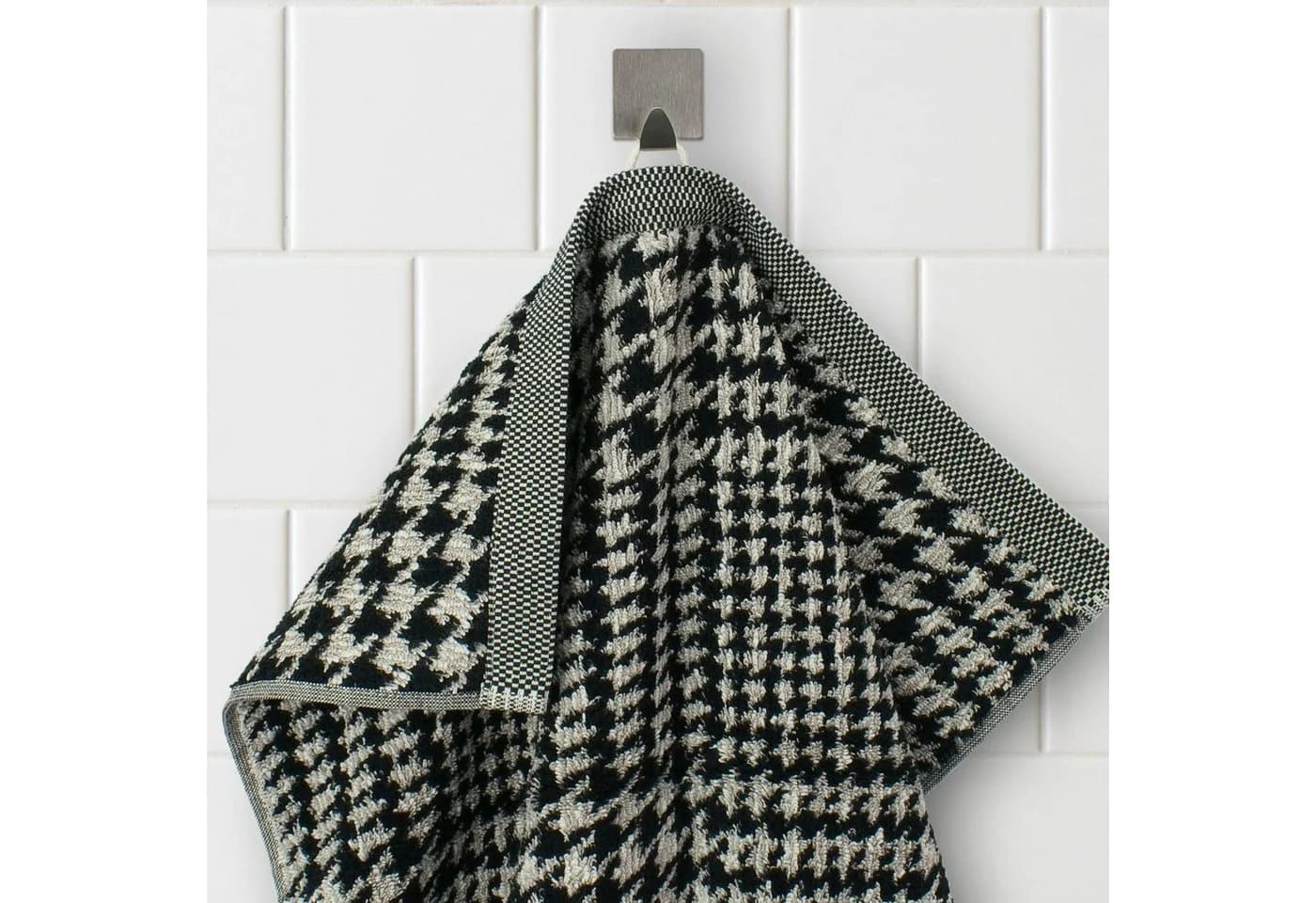 MÖVE Duschtuch Brooklyn Glencheck Schwarz 80x150cm Walkfrottier