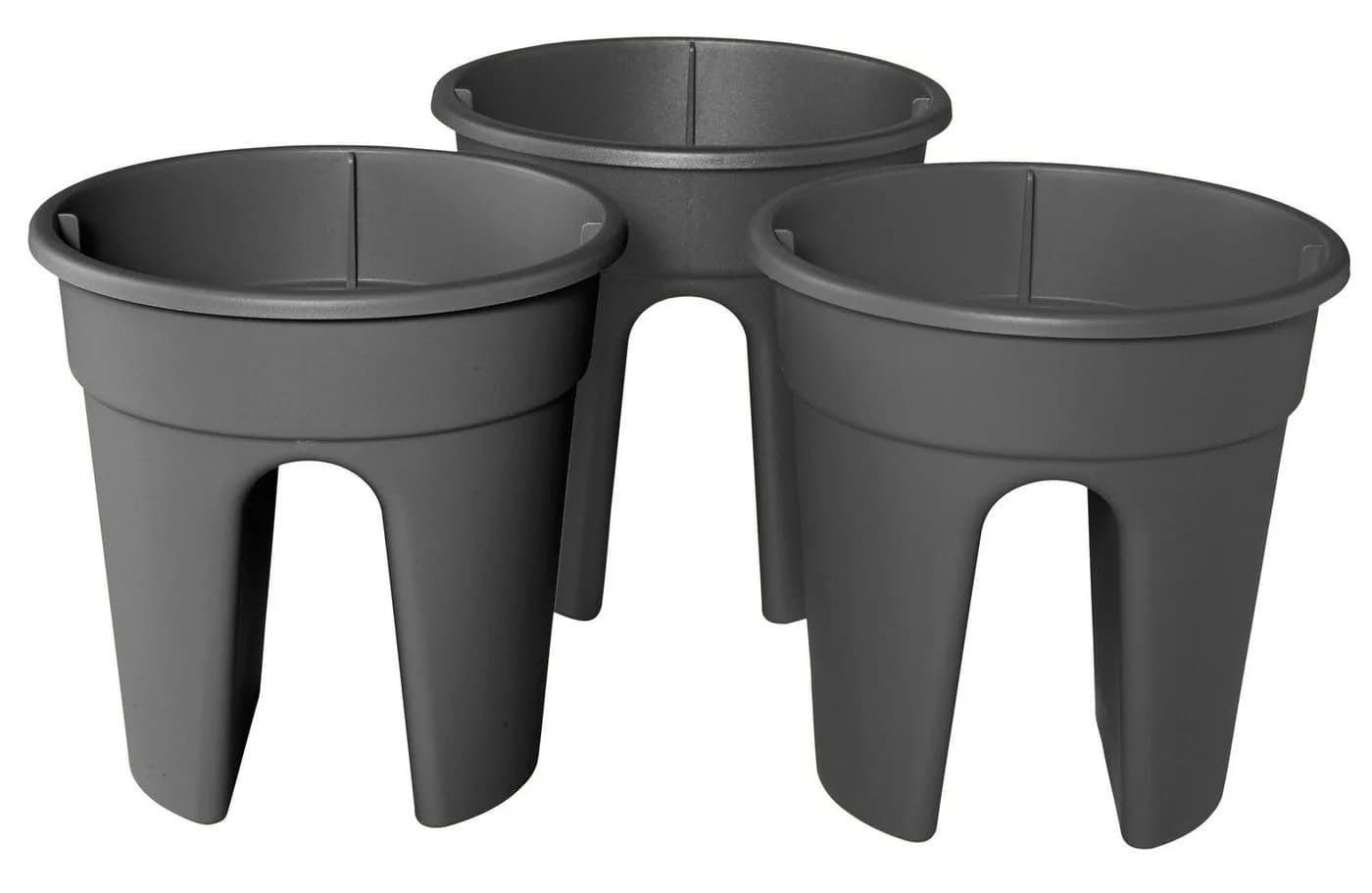 KHW Flowerclip Balkonkasten Set 3-tlg. Anthrazit Kunststoff