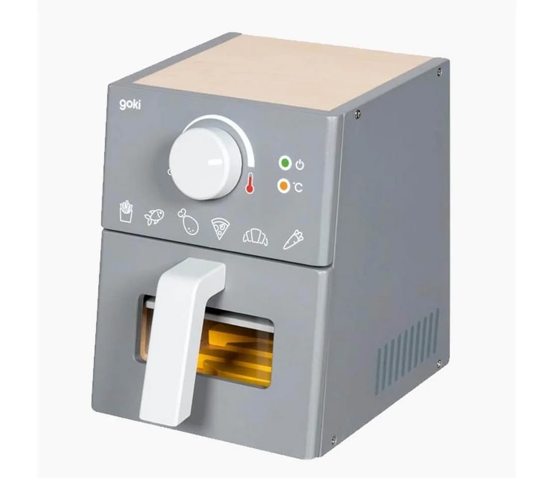 goki Kinder-Toaster Airfryer mit Zubehör 16-tlg. Holzspielzeug