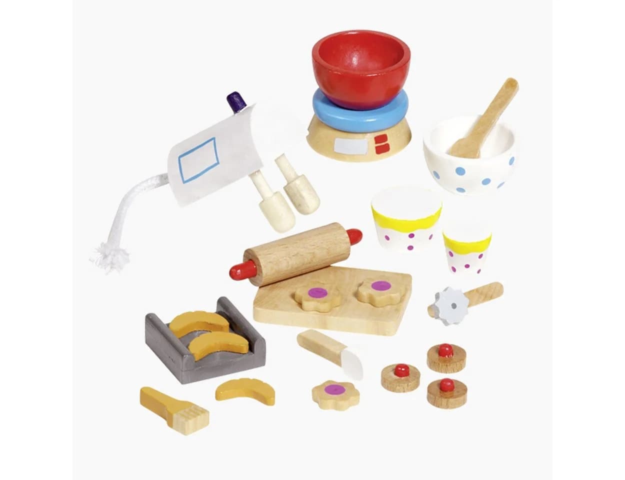 goki Puppenhausmöbel Accessoires Backen 22tlg. Holz Set Bunt