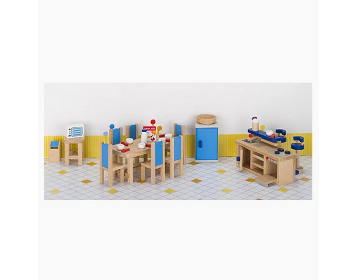 Goki Puppenhaus Küche 30-tlg. Set Holz