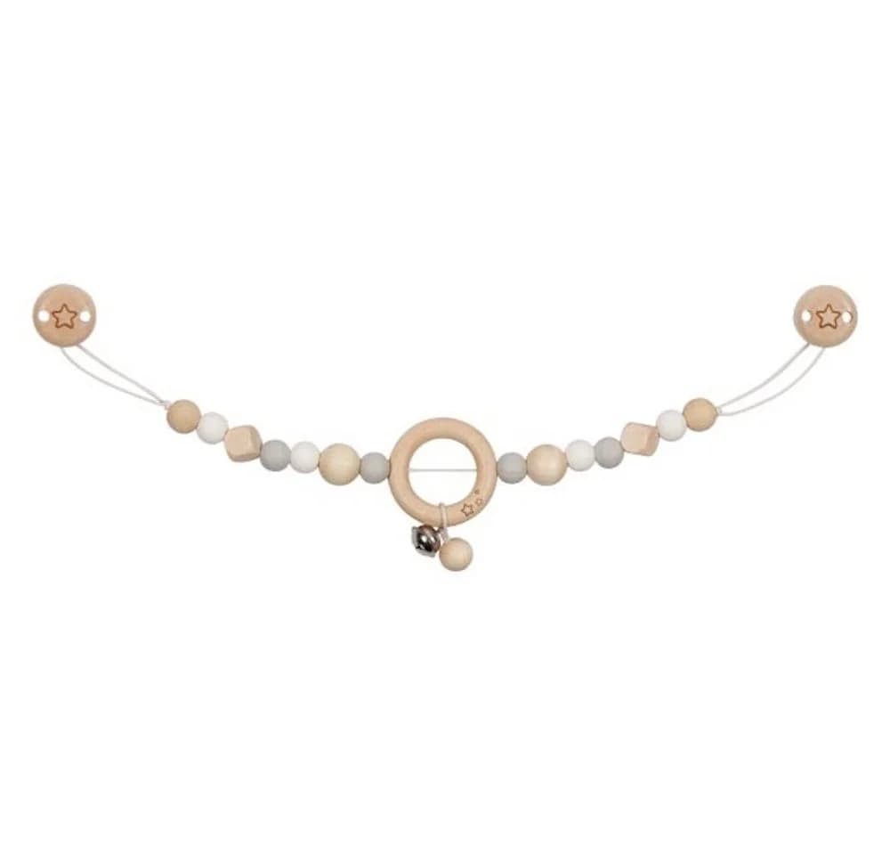 Goki Kinderwagenkette Stern grau Holz-Kinderwagenkette mit Clips