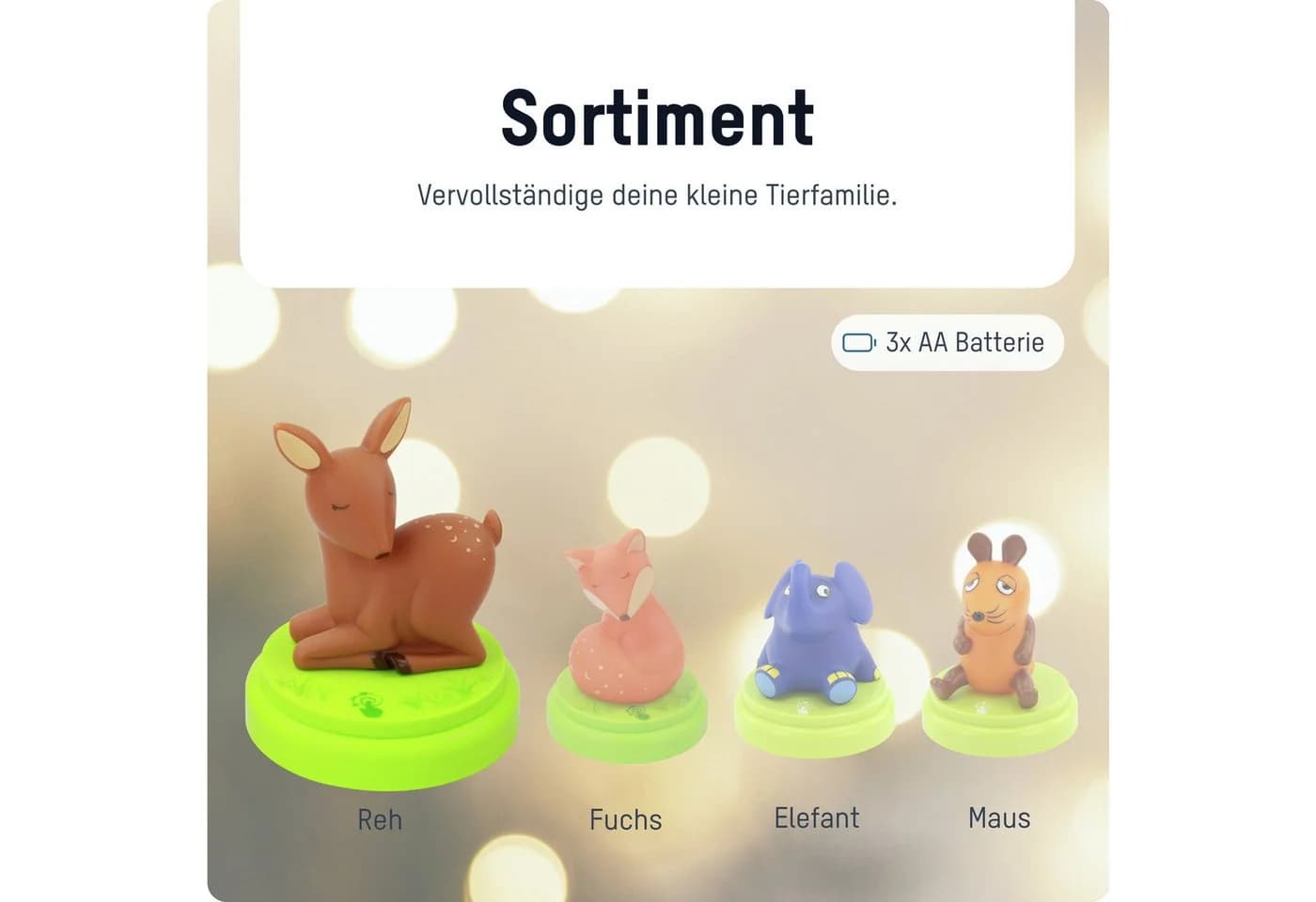 ANSMANN AG LED Nachtlicht Reh mit Touch Sensor & Timer - Braun/Grün