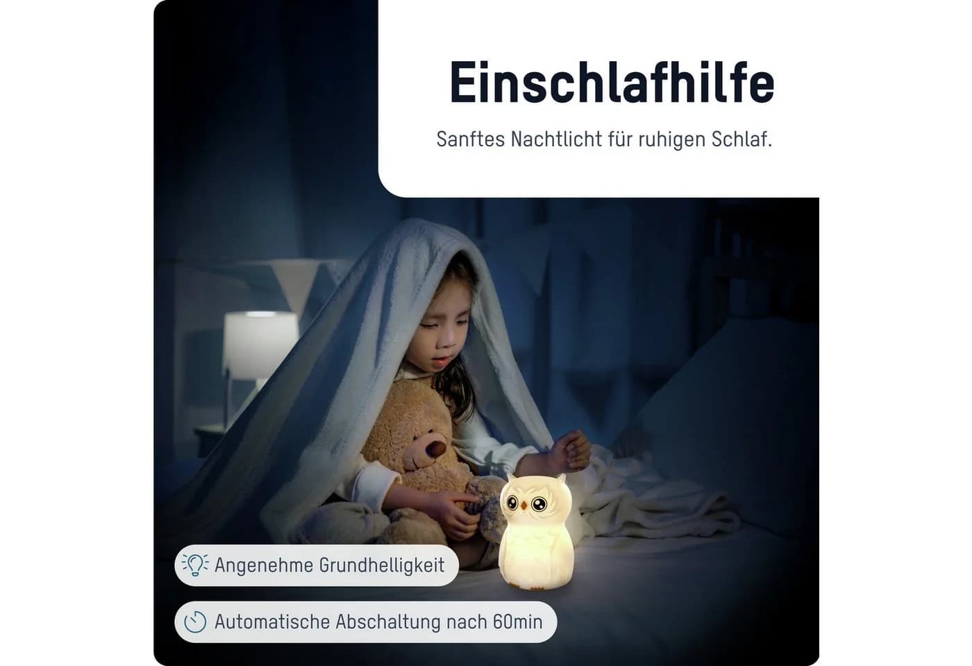 ANSMANN AG LED Nachtlicht Kinder Silikon aufladbar dimmbar Farbwechsel Eule