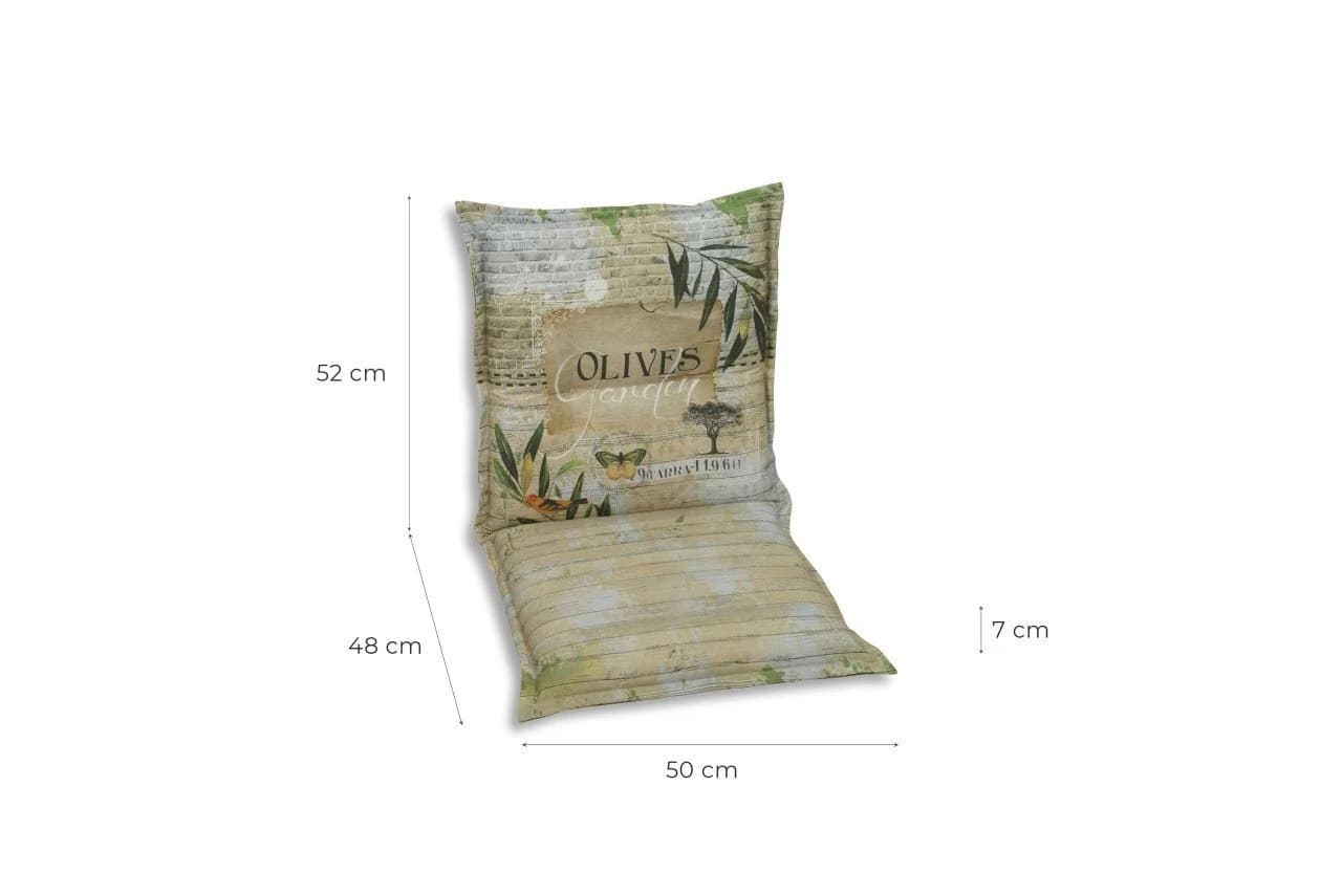 GO-DE Sesselauflage Niederlehner-Auflage 100x50x7 cm Grün Beige
