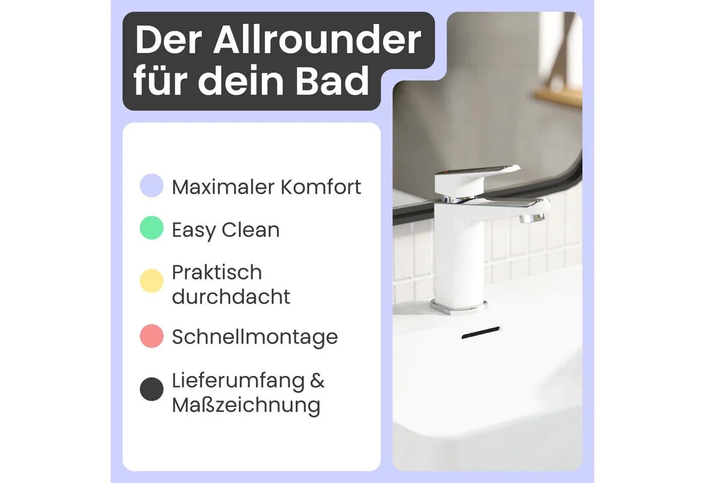 instmaier Waschtischarmatur Amelie Weiß/Chrom für Bad