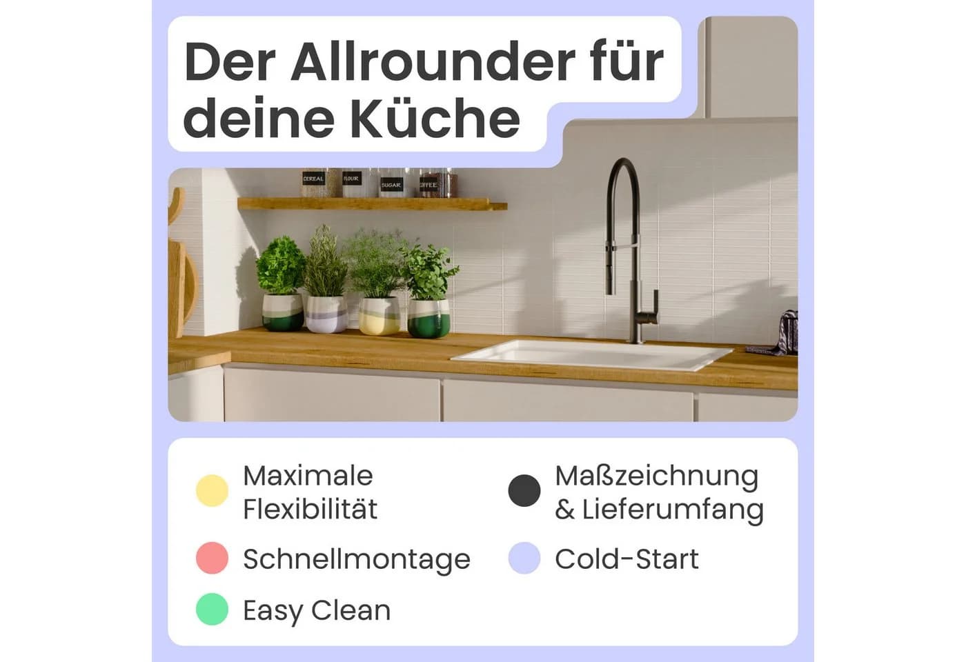 instmaier Küchenarmatur Nova Spültischarmatur Schwarz Grau Flexible Handbrause