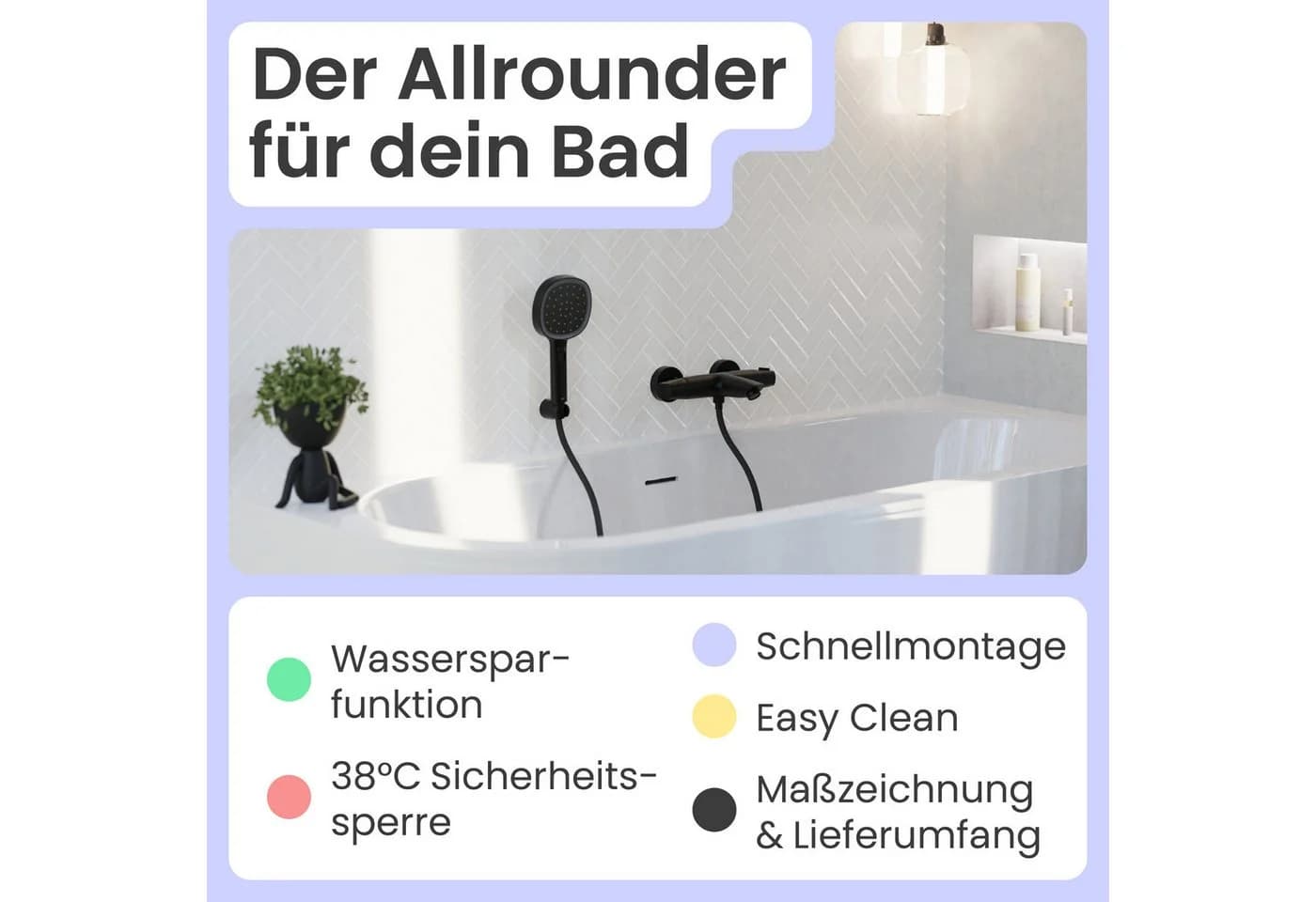 instmaier Wannenarmatur Beatrice Schwarz Thermostat