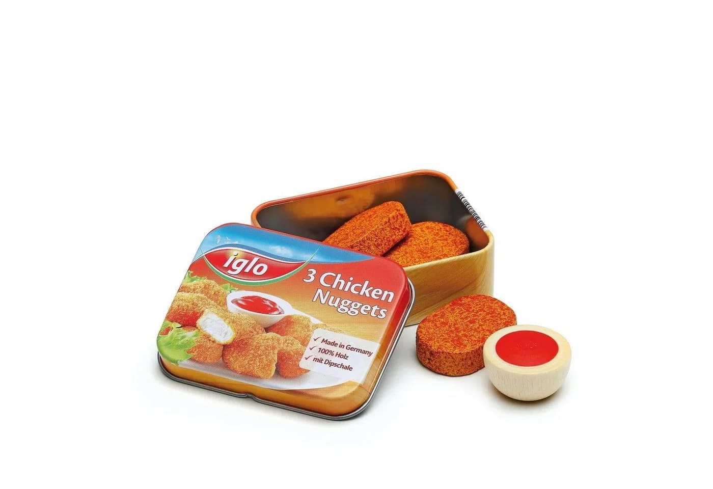Erzi® Kaufladensortiment Chicken Nuggets von Iglo in der Dose - Holzspielzeug