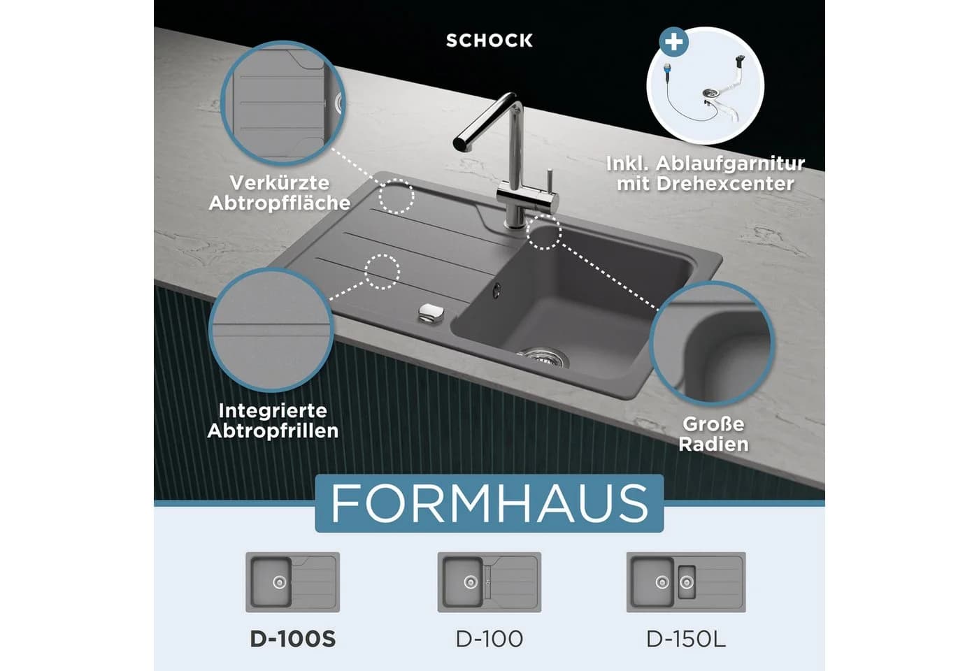 Schock Granitspüle Formhaus Mini Grau Modern