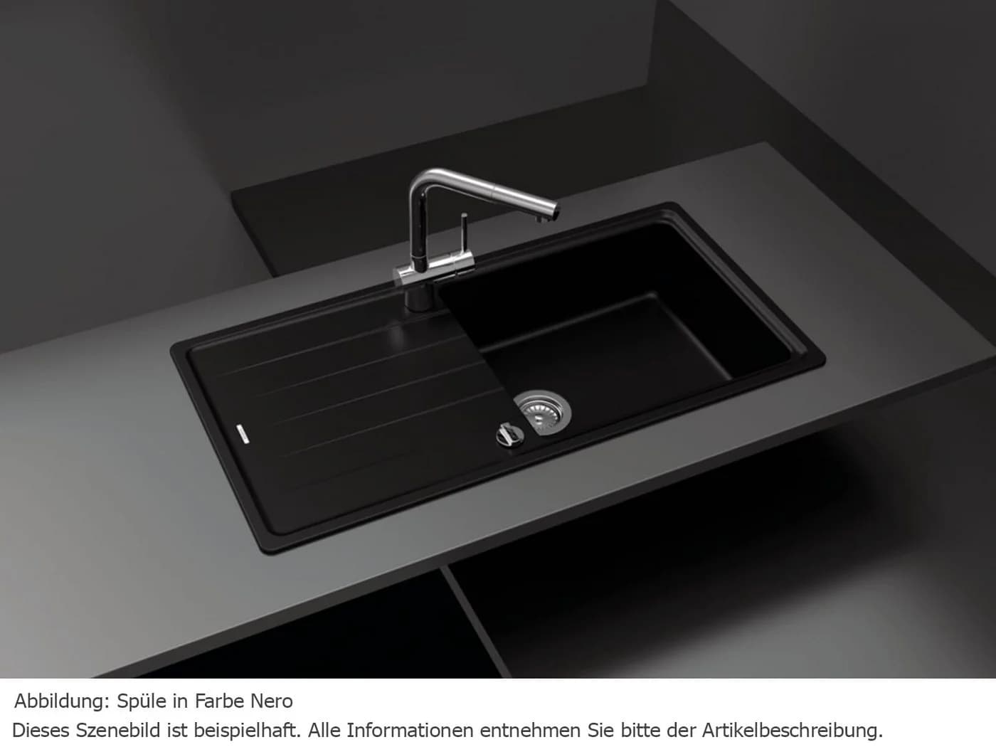 Schock Granitspüle rechteckig 100/50 cm Dunkelgrau