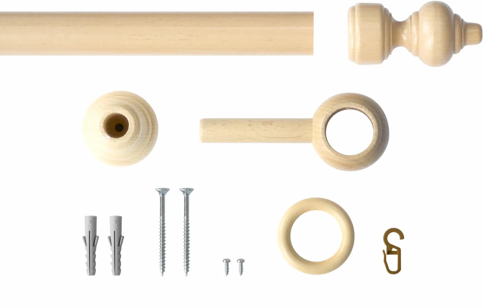 GOOD LIFE Gardinenstange Trend 1-läufig 160 cm Ø 28 mm Holz Eiche Hell