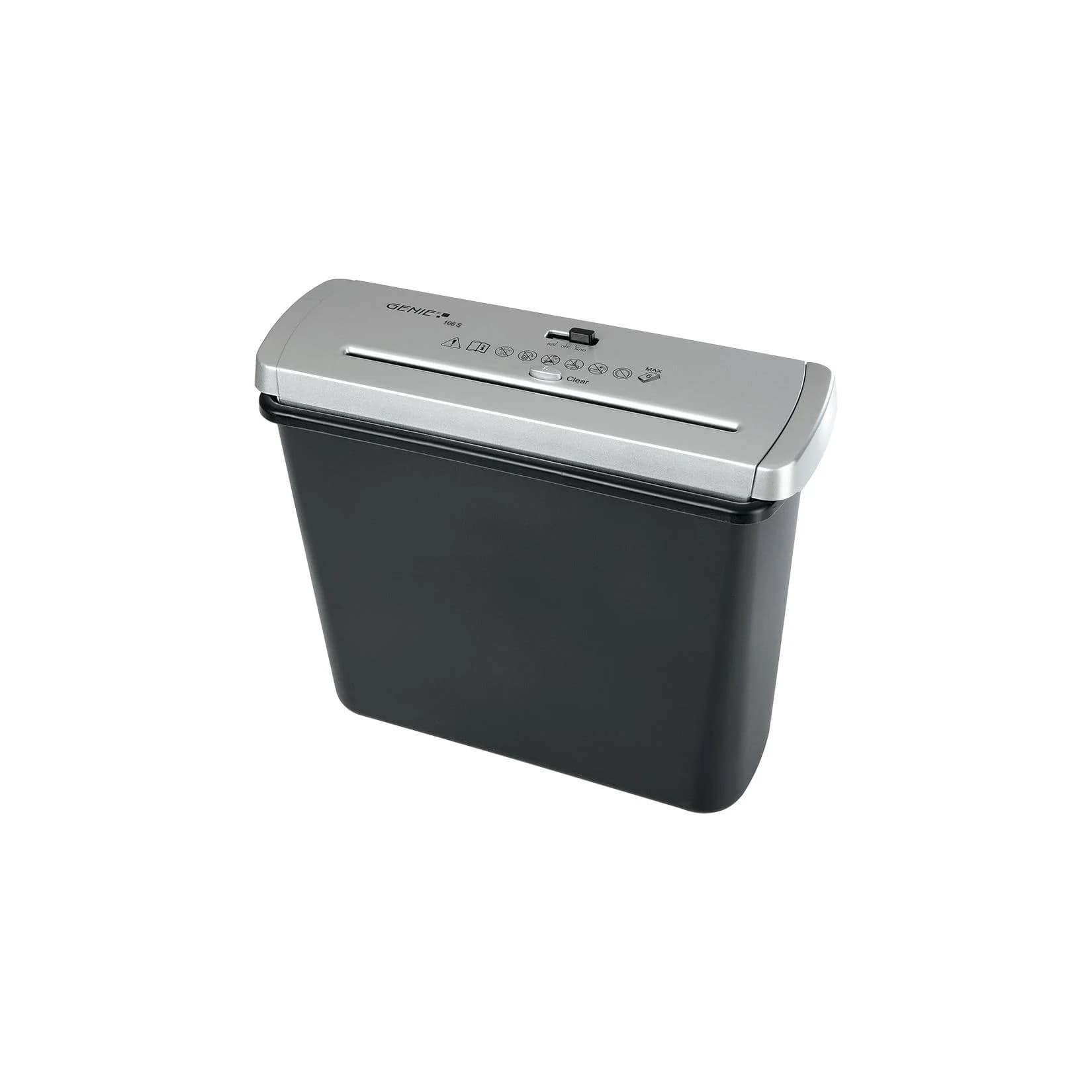 GENIE 106 S Aktenvernichter 6 Blatt Streifenschnitt Silber/Schwarz