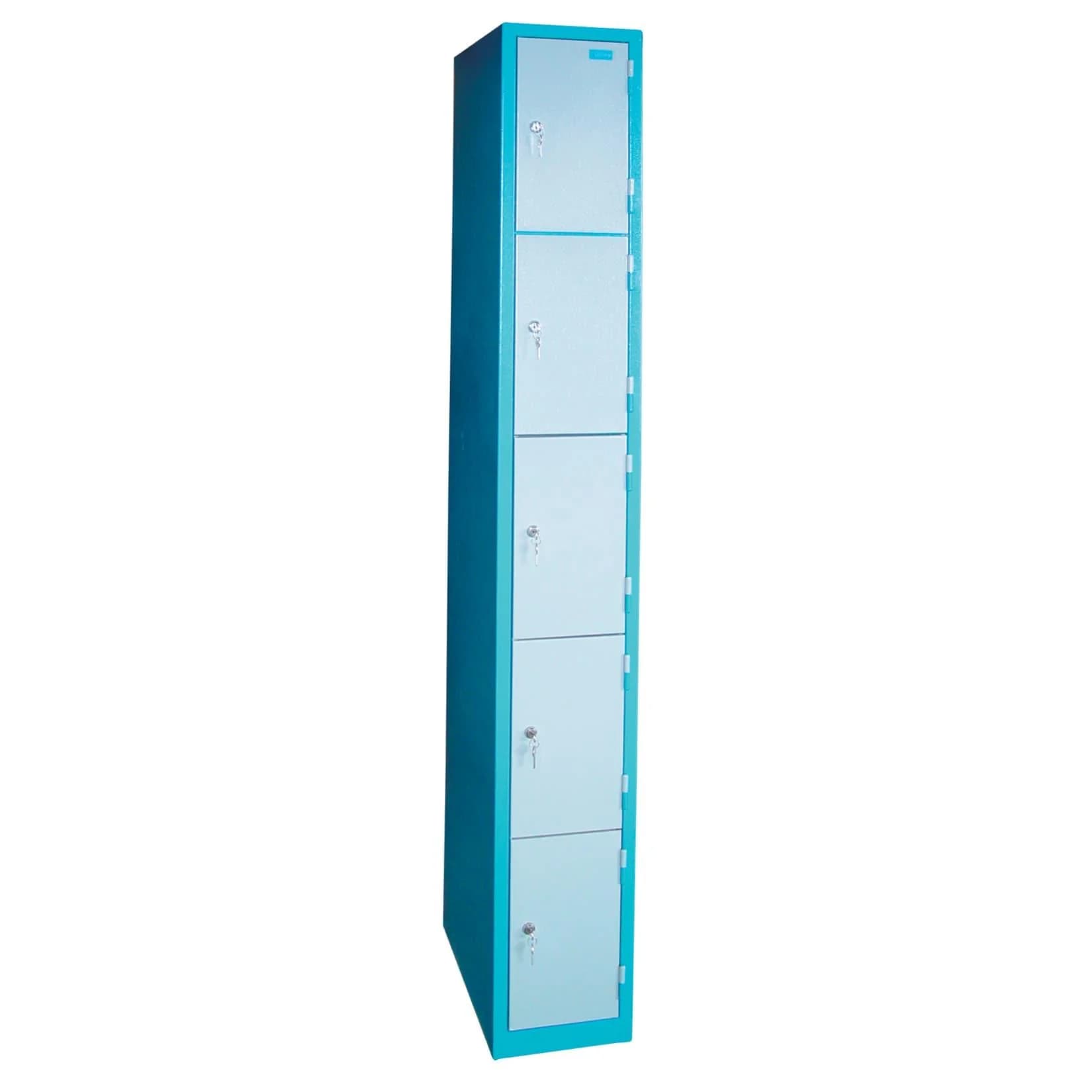 GÜDE Spind Blau/Grau Stahl 5 Türen 26x50x192 cm Abschließbar