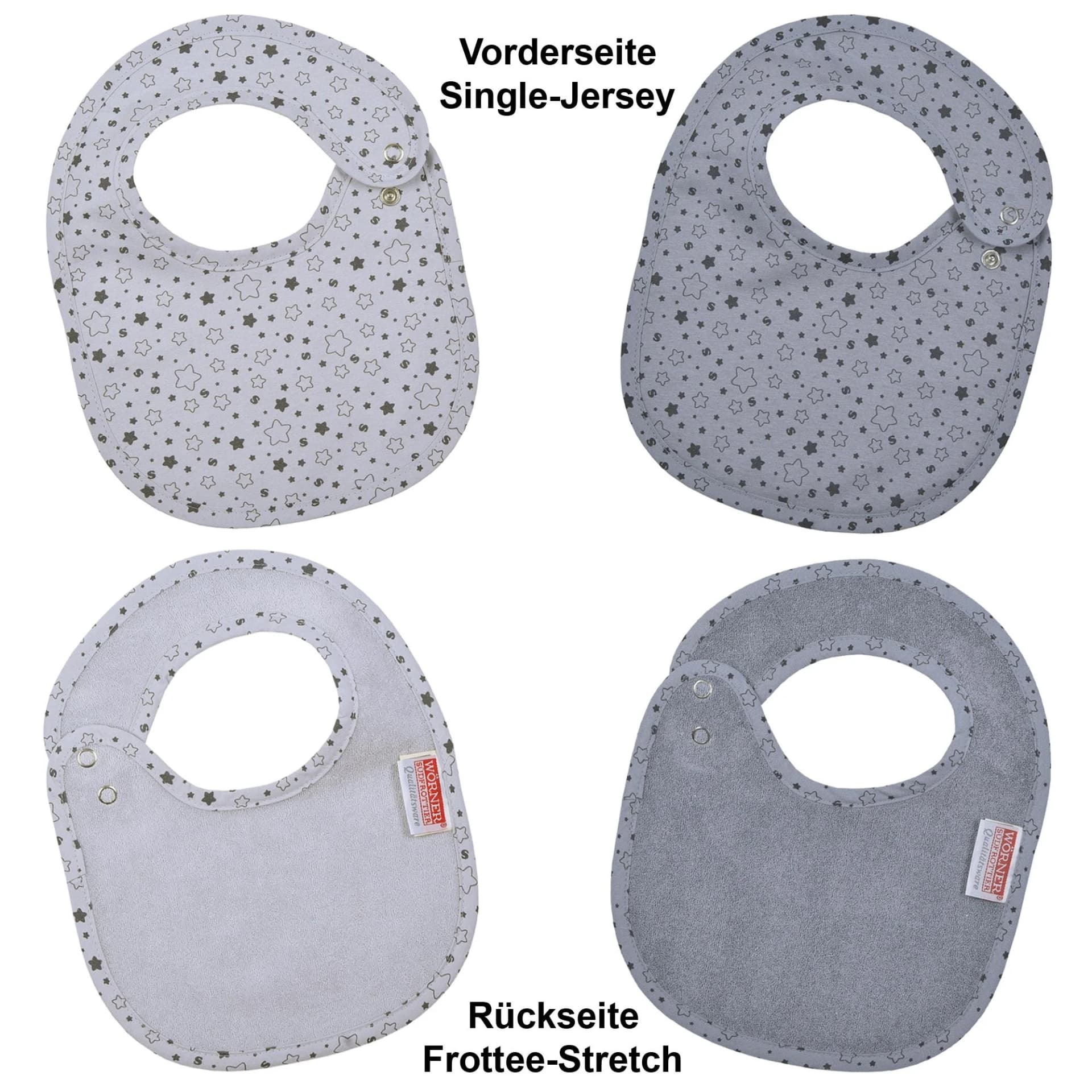 Lätzchen WÖRNER Sterne Grau 22x29 cm - 2er Set