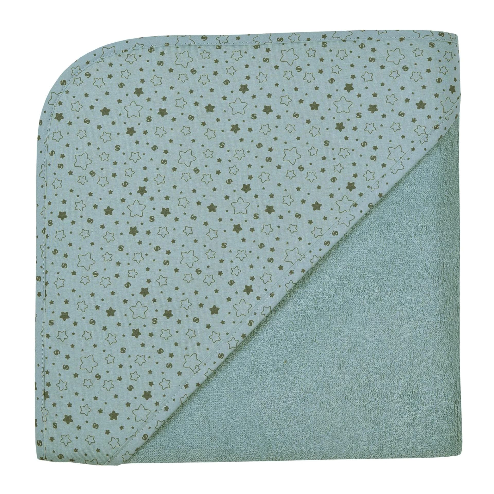 Wörner Kapuzenhandtuch Sterne Eisblau 100x100cm Frottee