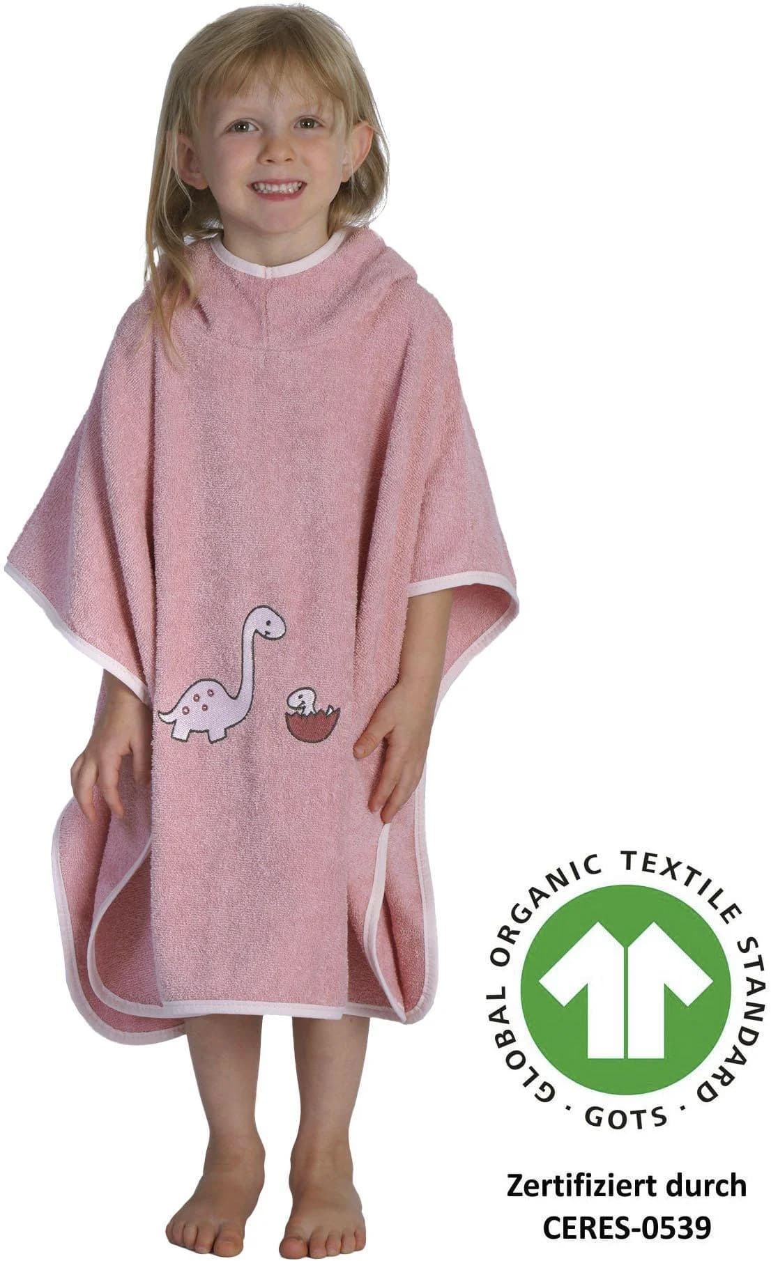Badeponcho Wörner Dinofamilie Rosa Bio-Baumwolle