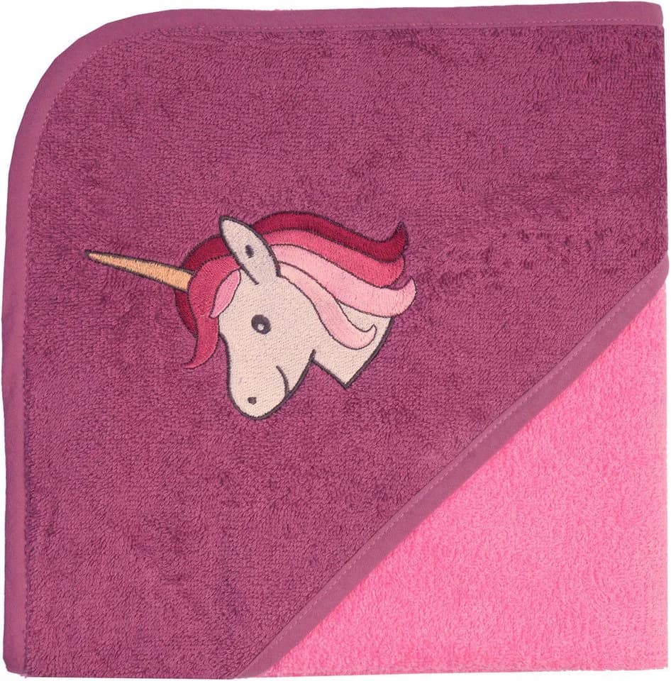 Kapuzenhandtuch WÖRNER Einhorn Rosa Frottee 80x80 cm