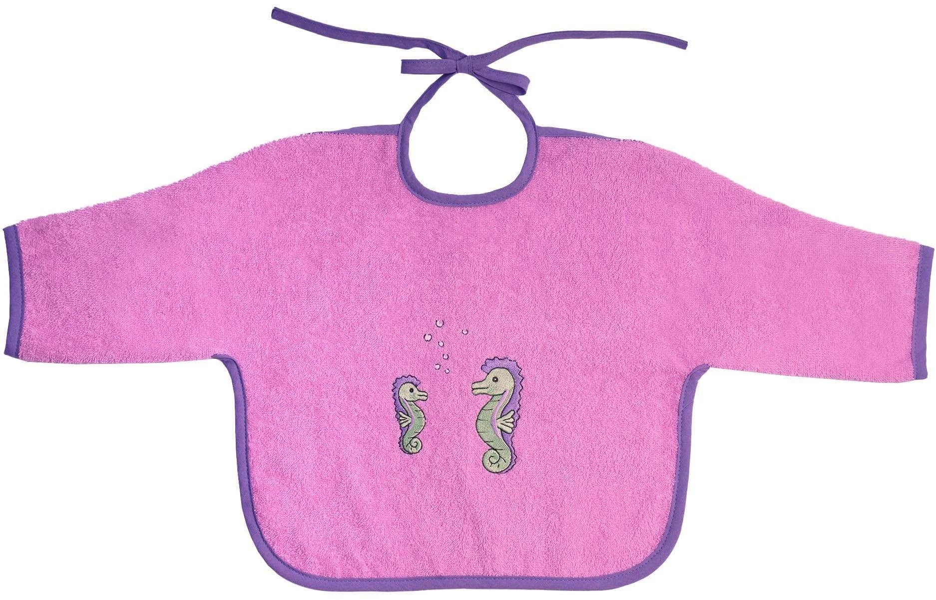 Wörner Baby Lätzchen mit Ärmeln Seepferdchen hellflieder