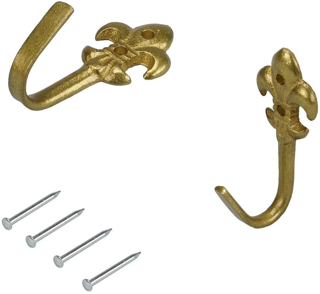 LIEDECO Raffhaken Lilie Messingfarben Metall Set 2 Stk