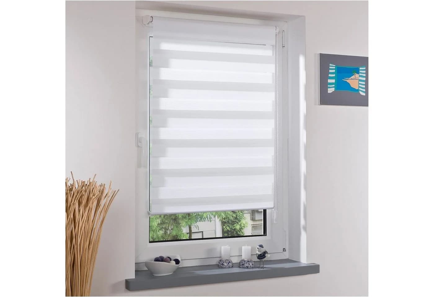 LIEDECO Klemmfix-Duo-Rollo Weiß Polyester Lichtschutz