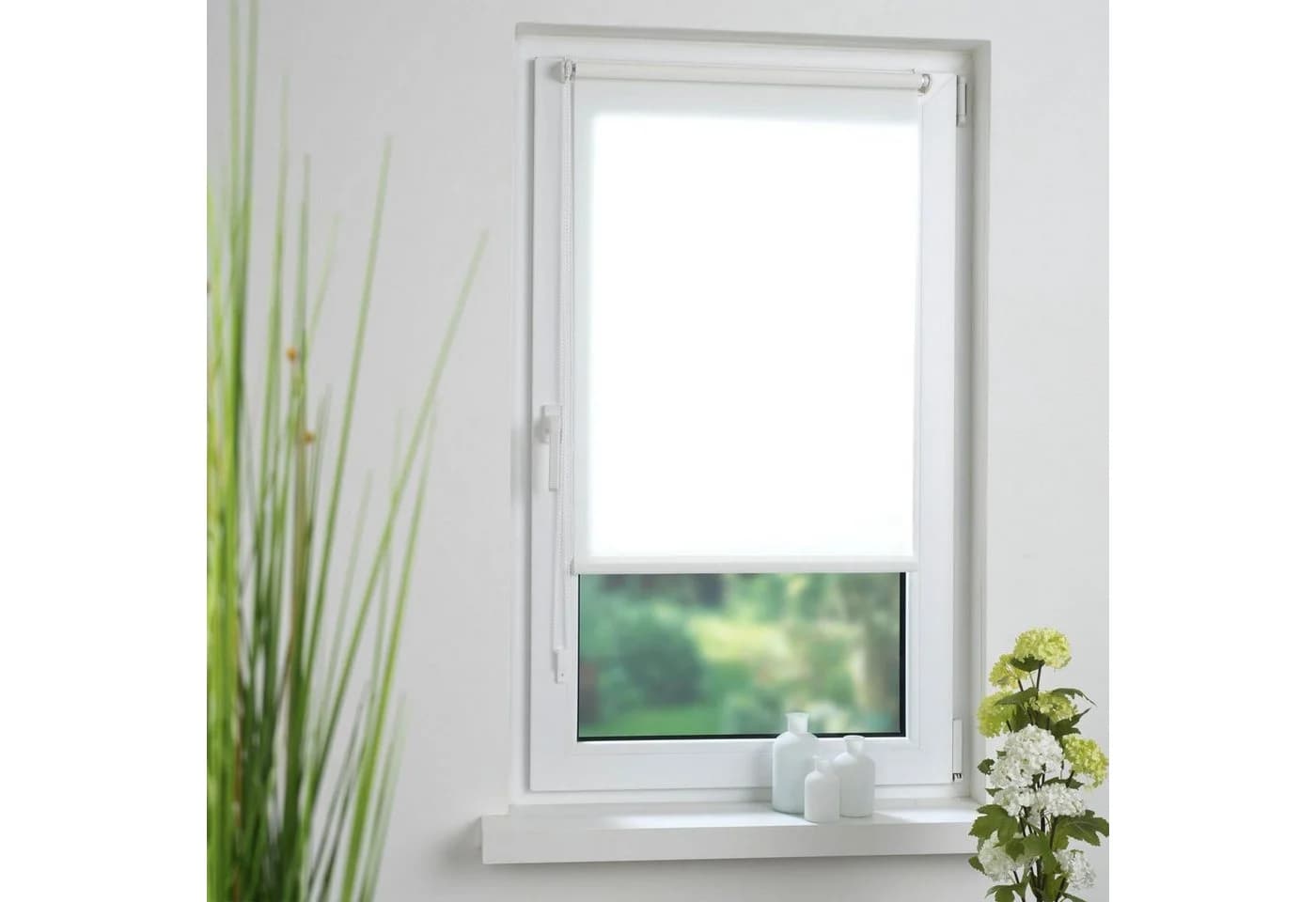 Liedeco Seitenzugrollo Klemmfix Weiß 45x150 cm