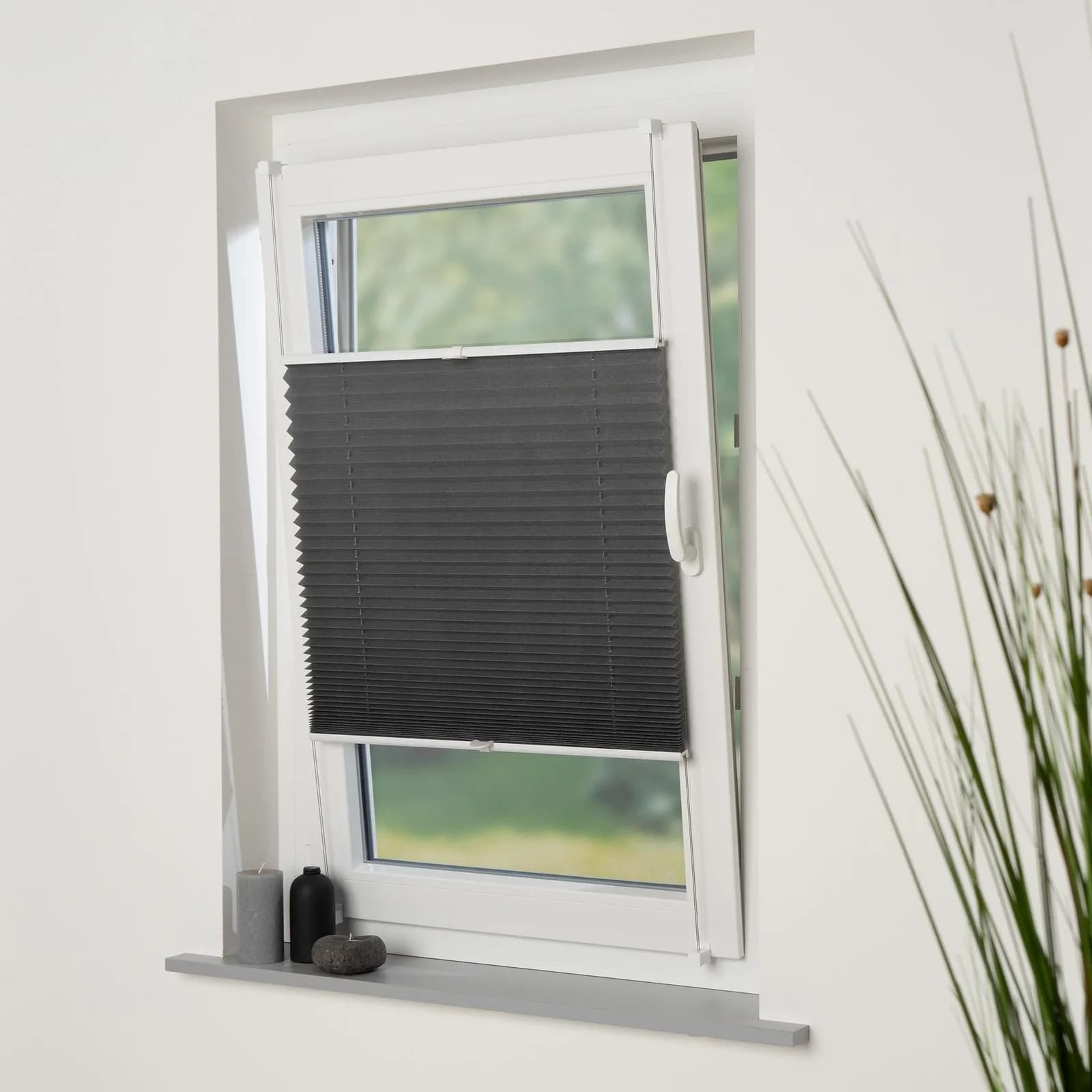 LIEDECO Klemmfix-Plissee Easy Grau Vliesstoff