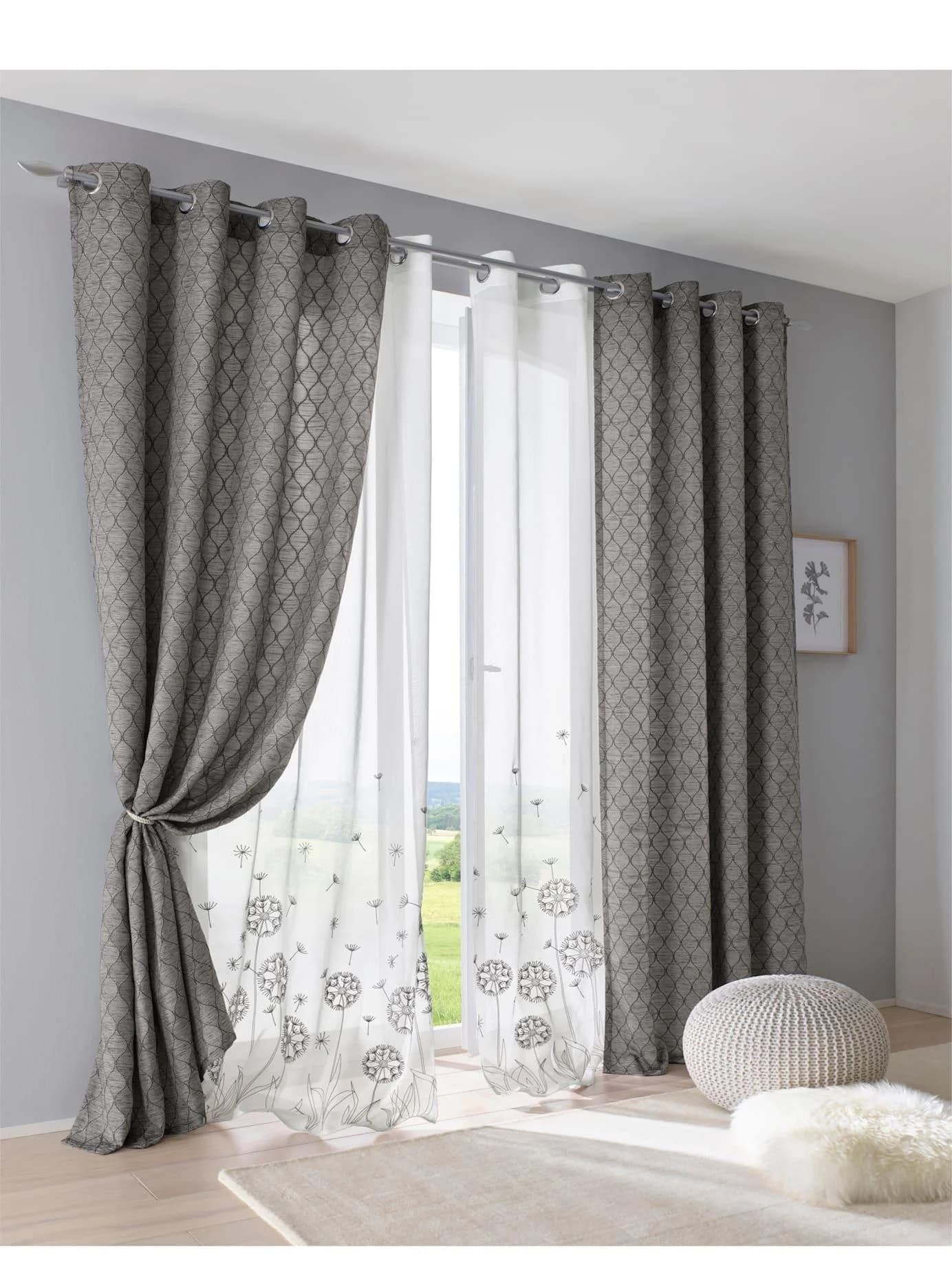 HEINE HOME Vorhang Grau 135x225cm Polyester Jacquardgewebt