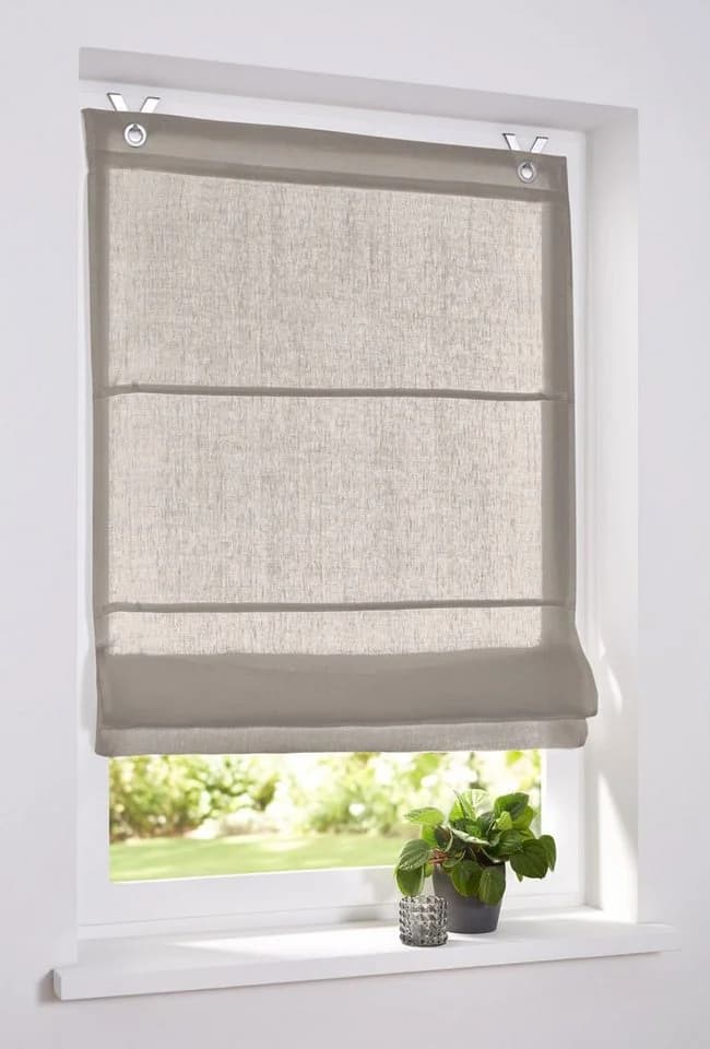 KUTTI Raffrollo Metis 100% Leinen Beige Blickdicht