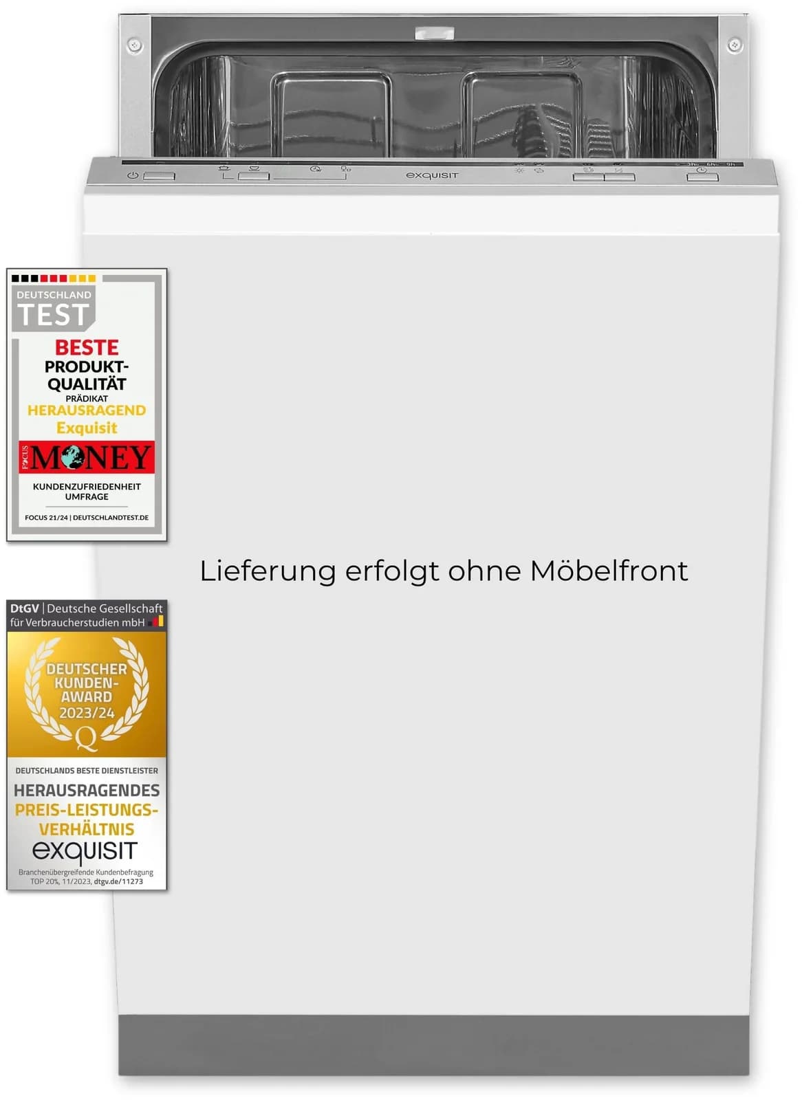 EXQUISIT Geschirrspüler EGSP1009-E-030E Silber Vollintegrierbar