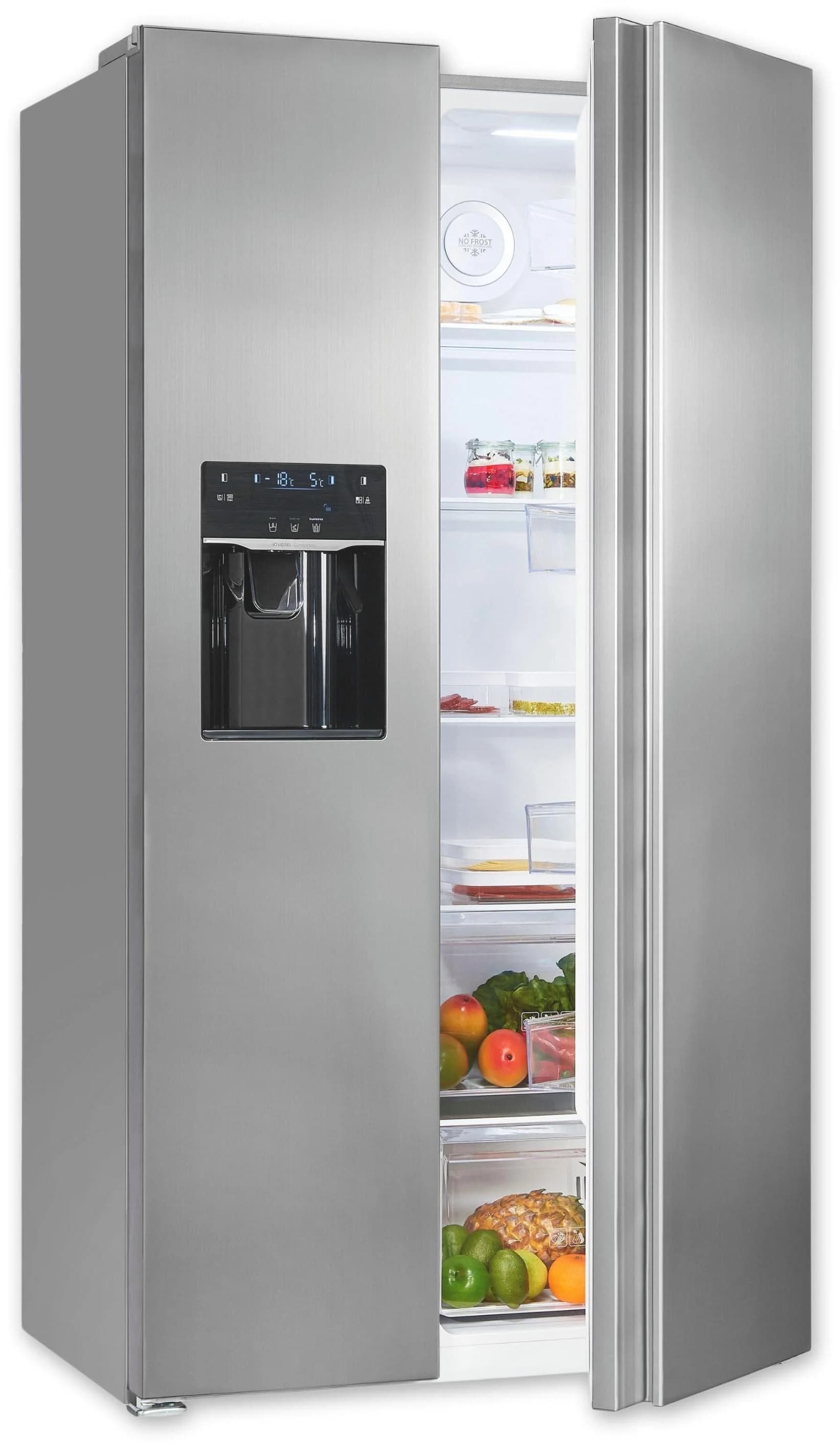EXQUISIT Side-by-Side Kühlschrank SBS520-CF-040E Silber Edelstahloptik 513L