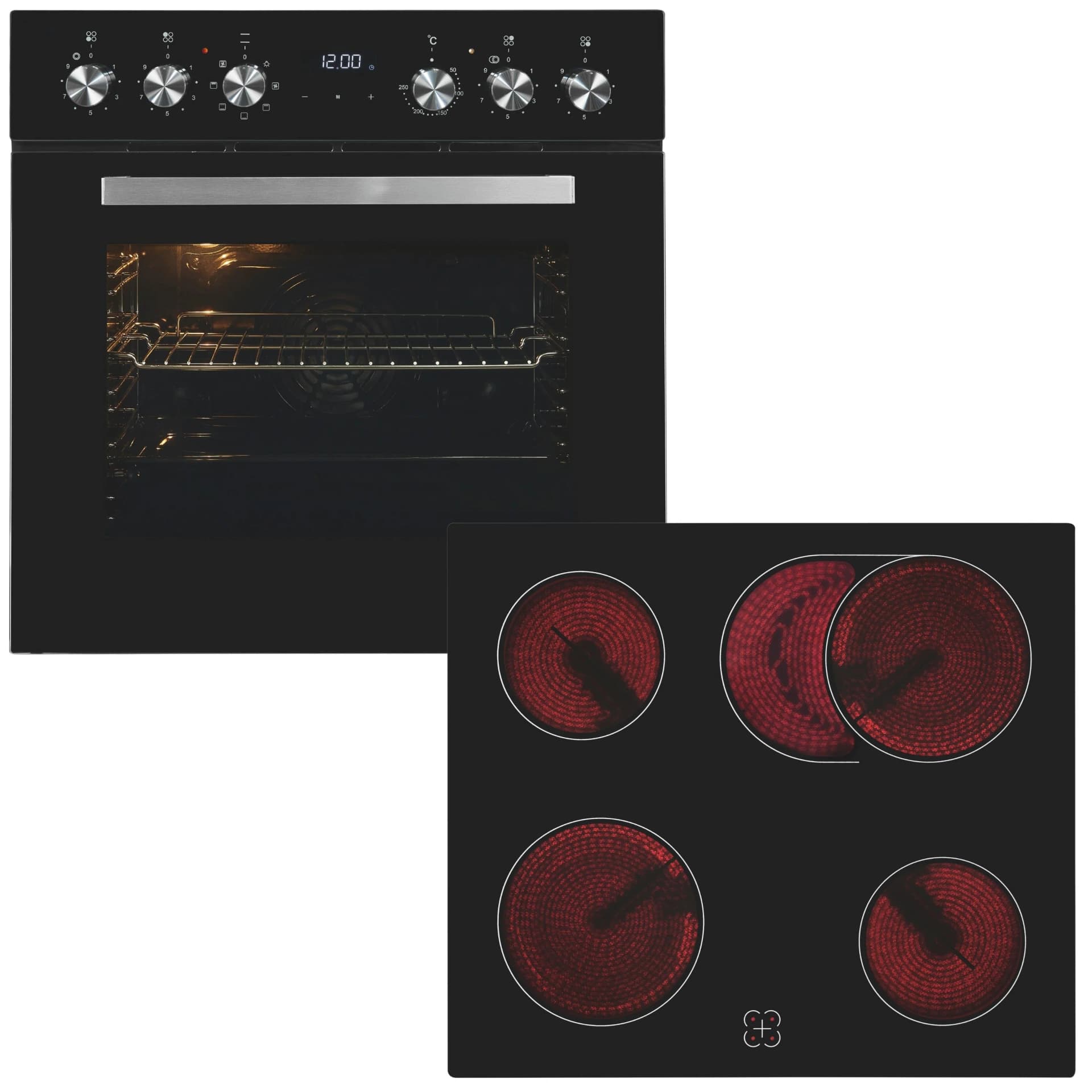 EXQUISIT Elektro-Herd-Set EHE157-UBZ-020 Schwarz Energieeffizienz A
