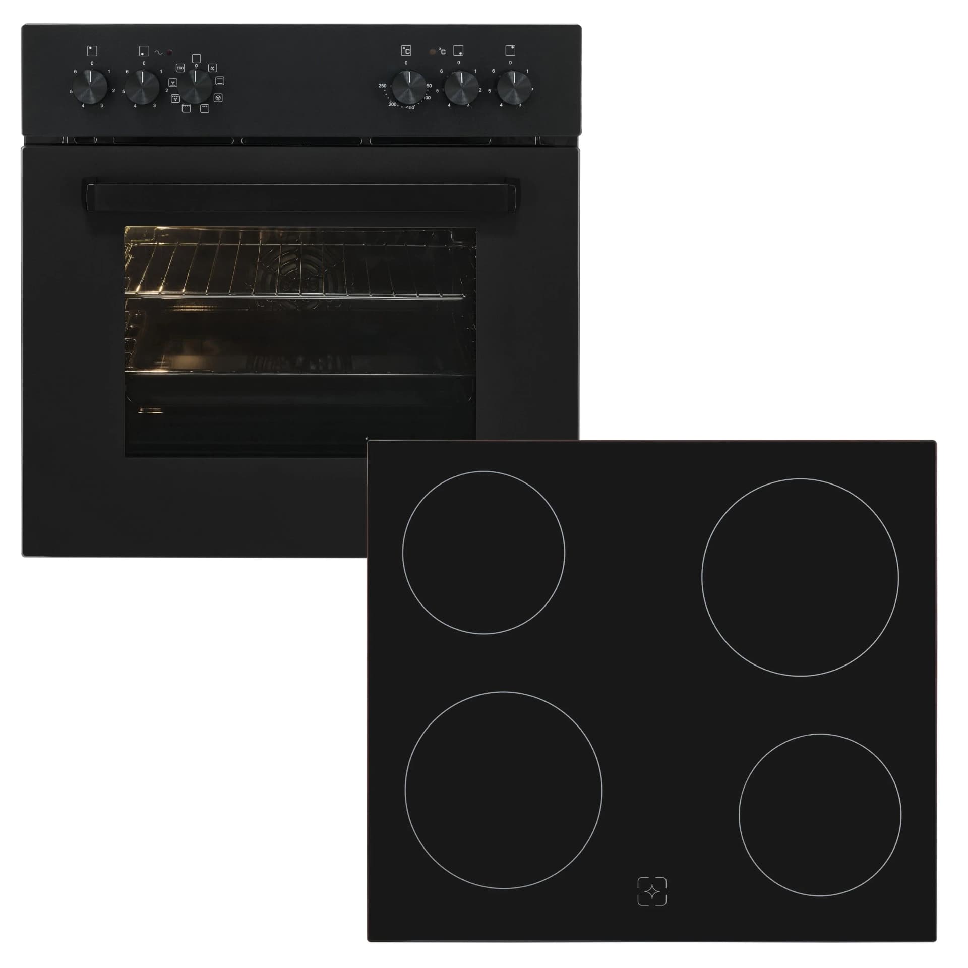 EXQUISIT Induktions Herd-Set Mattschwarz Multifunktionsbackofen