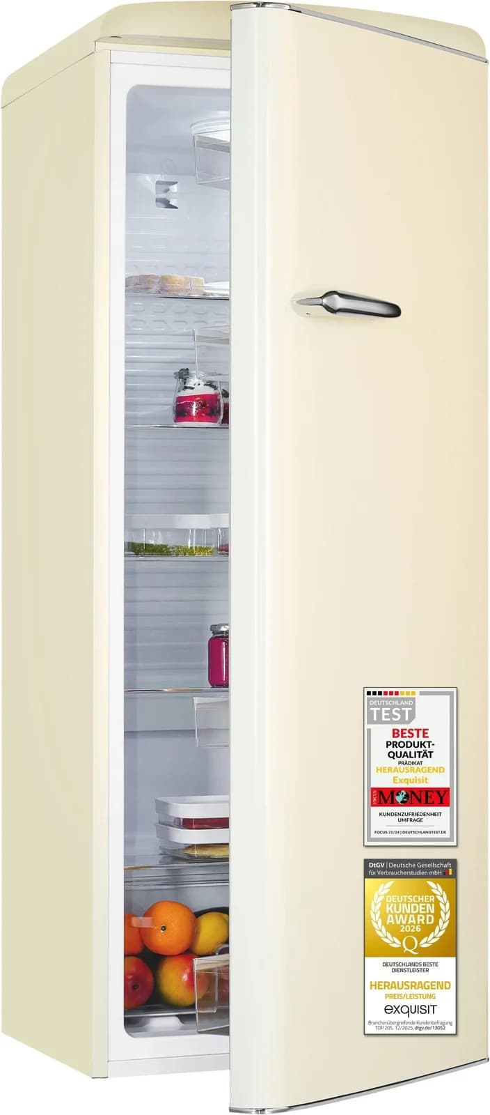 EXQUISIT Kühlschrank RKS325-V-H-160C Retro Design magnolienweiß
