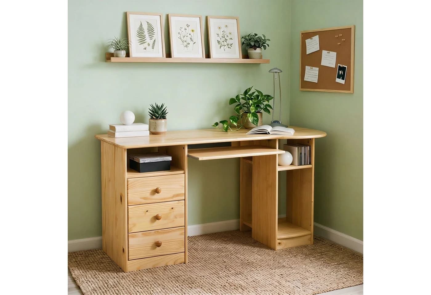 IDIMEX Schreibtisch BOB PC-Schreibtisch Kiefer massiv 3 Schubladen
