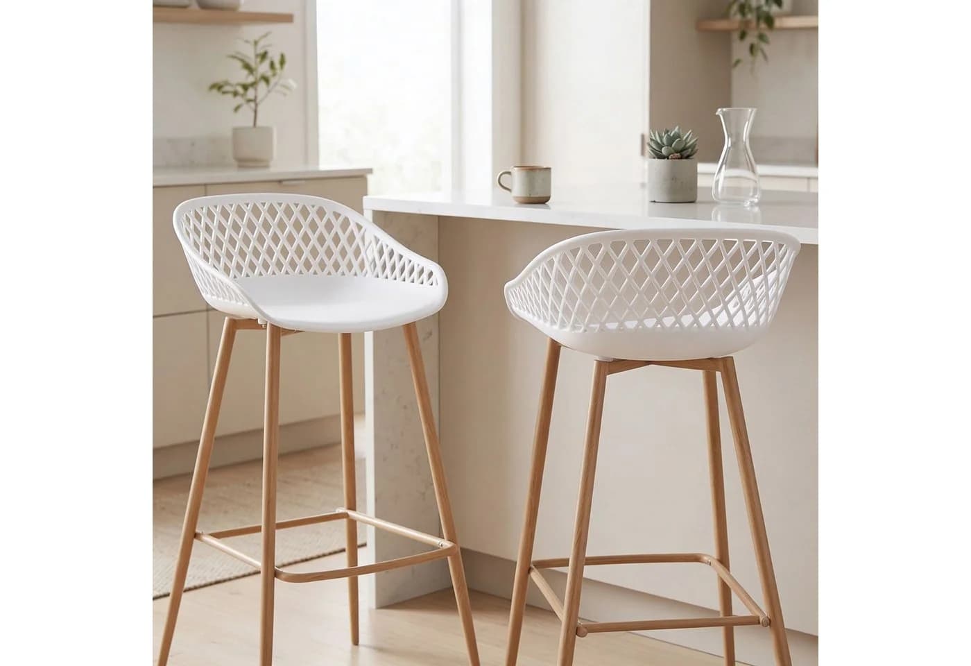IDIMEX Barhocker IREK 2er Pack Weiß Retro Design