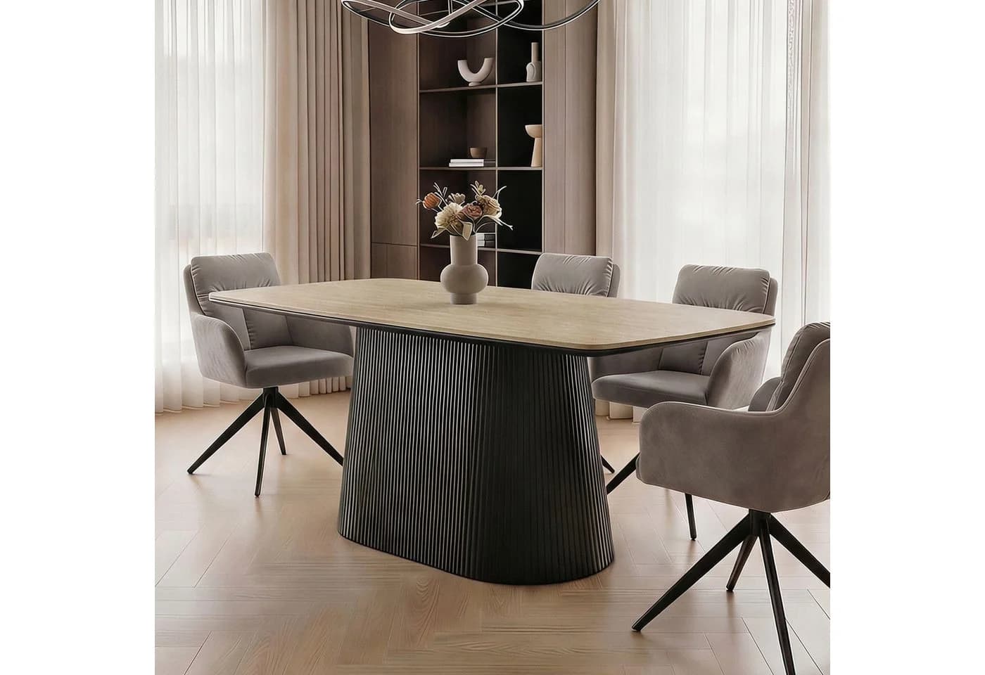 IDIMEX Esstisch GRANO Keramikplatte Beige/Schwarz Modern